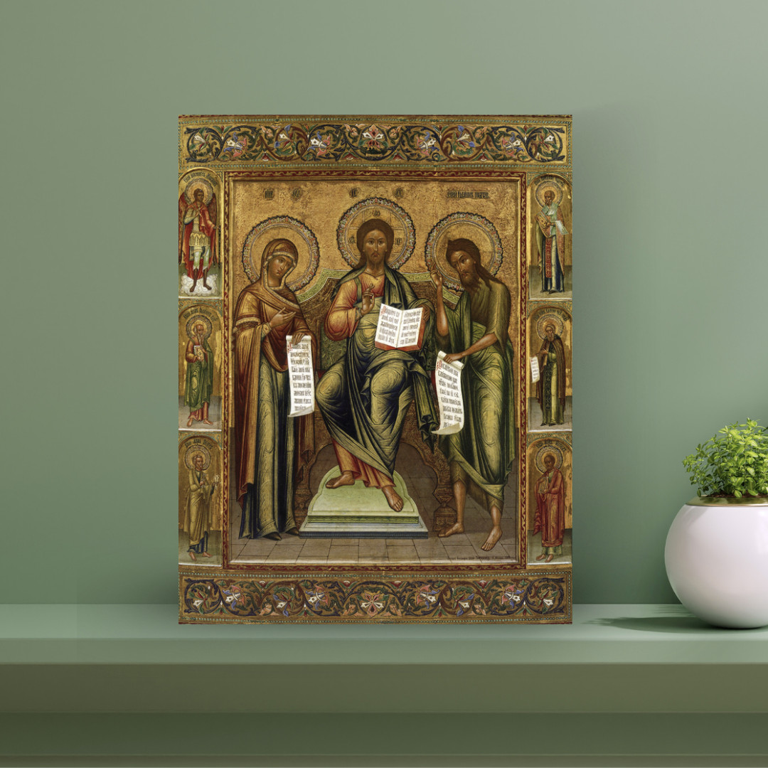 Deesis Icon Jesus Christ with the Mother of God and St. John the Baptist 12x15cm