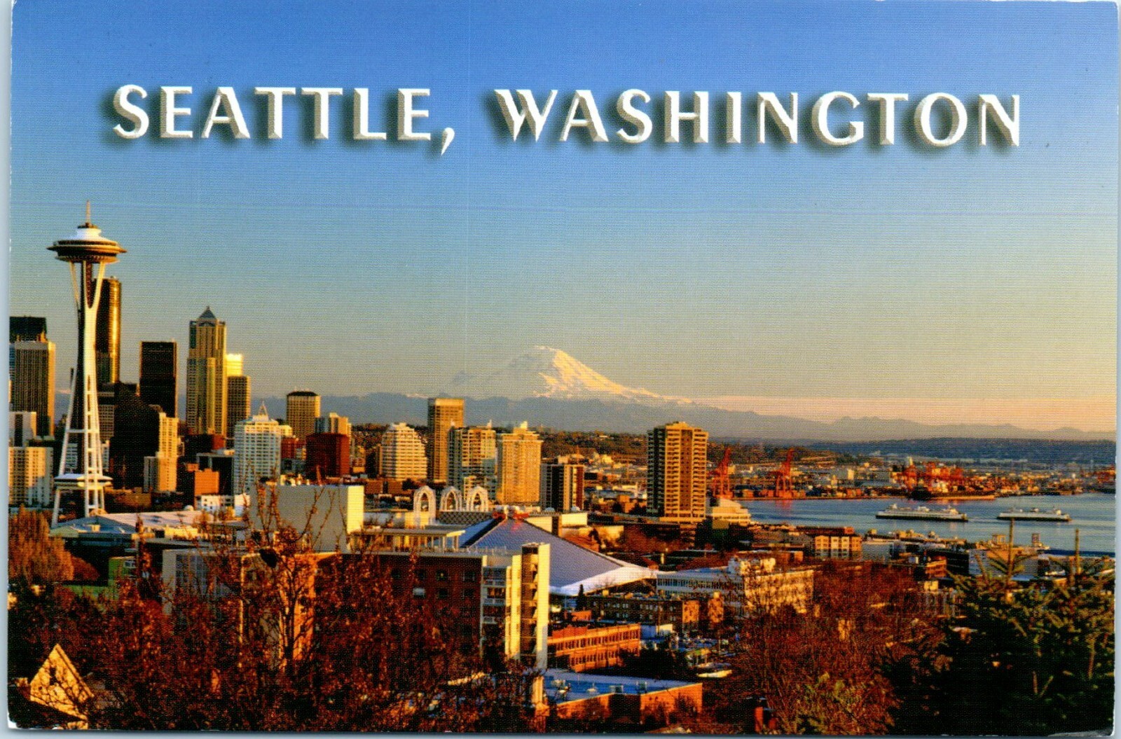 Aerial View of Seattle, Washington in Late Afternoon Postcard