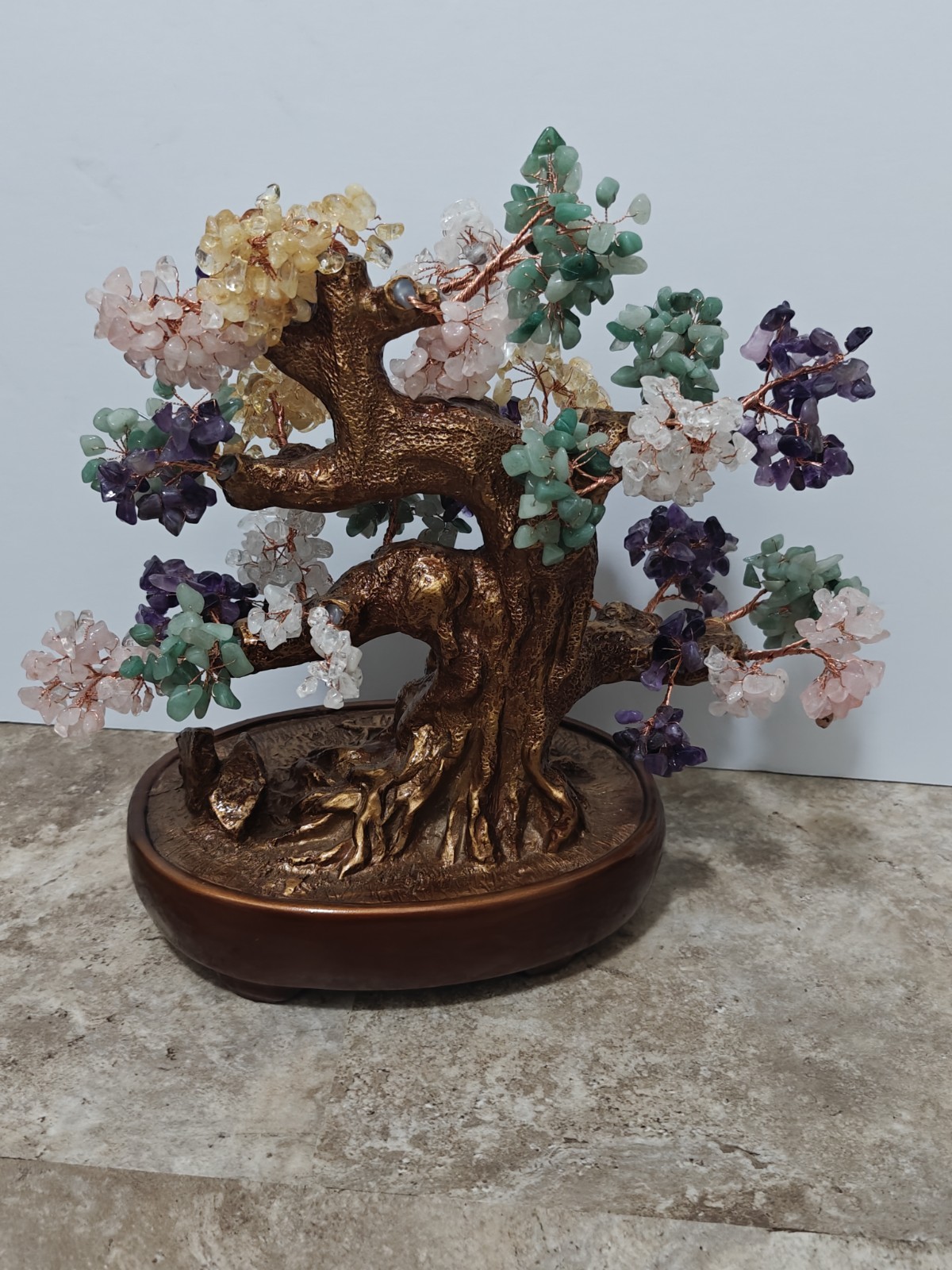  Kalifano Chakra Bonsai TREE OF LIFE Multicolored Gemstones  