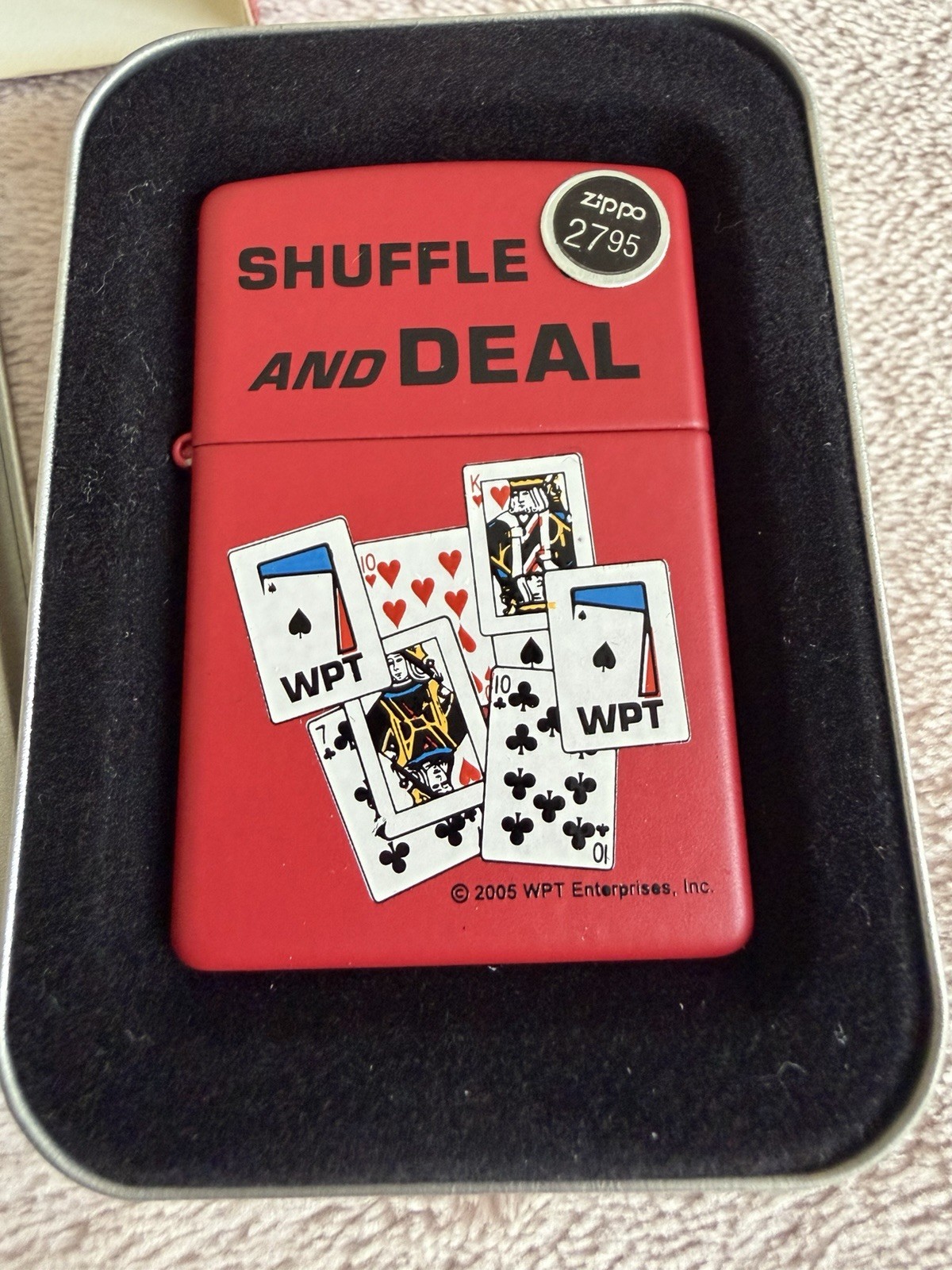 2004 WORLD SERIES OF POKER SHUFFLE AND DEAL RED MATTE ZIPPO LIGHTER New Sealed