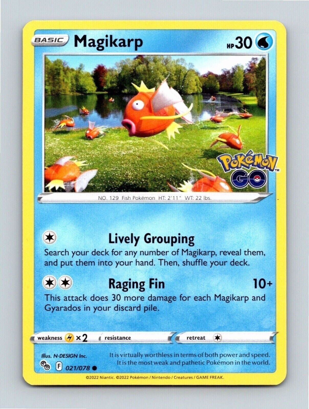 Magikarp 021/078 Regular Common Pokemon GO Pokemon Trading Card TCG