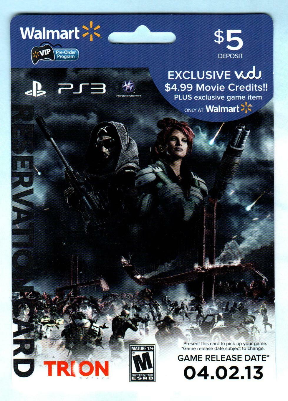 WALMART Defiance 2013 Game Reservation Card ( $0 - EXPIRED ) V1