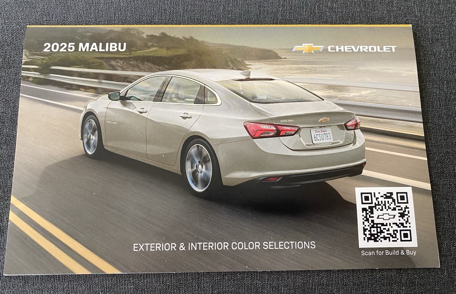 2025 CHEVY MALIBU 4-page Color Selection Guide Original Chevy Brochure