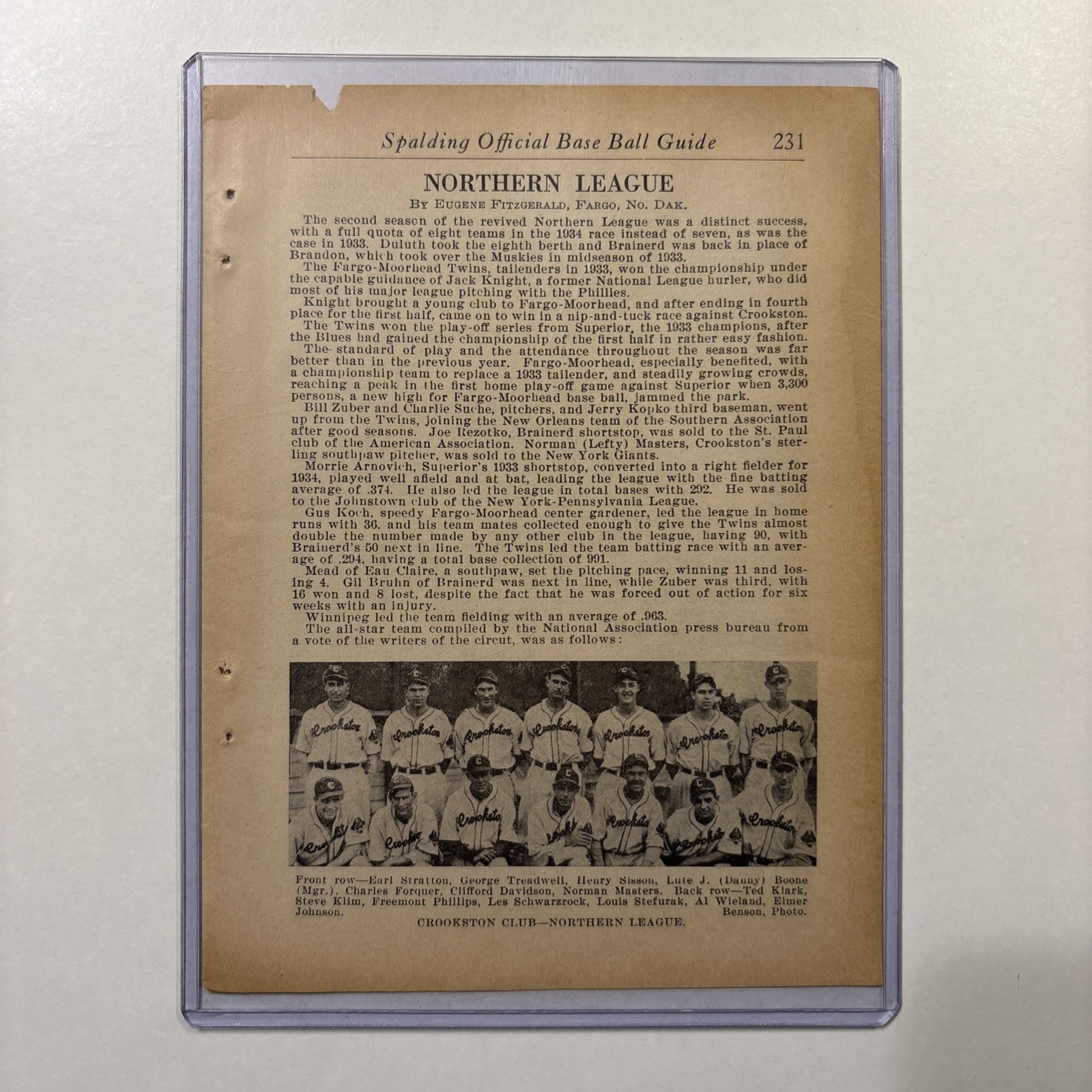 1934 Crookston MN Baseball Team Picture Rare Antique Minnesota League Champion