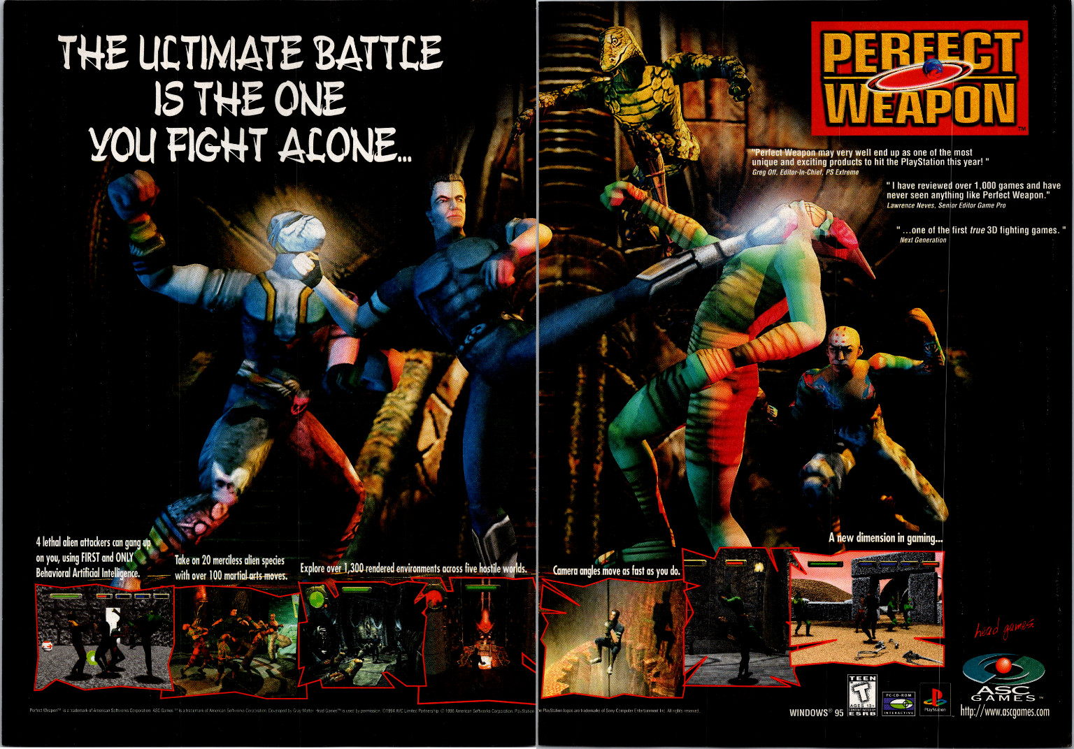 Perfect Weapon ASC Games Vintage 1996 Video Game Magazine Print Ad PlayStation