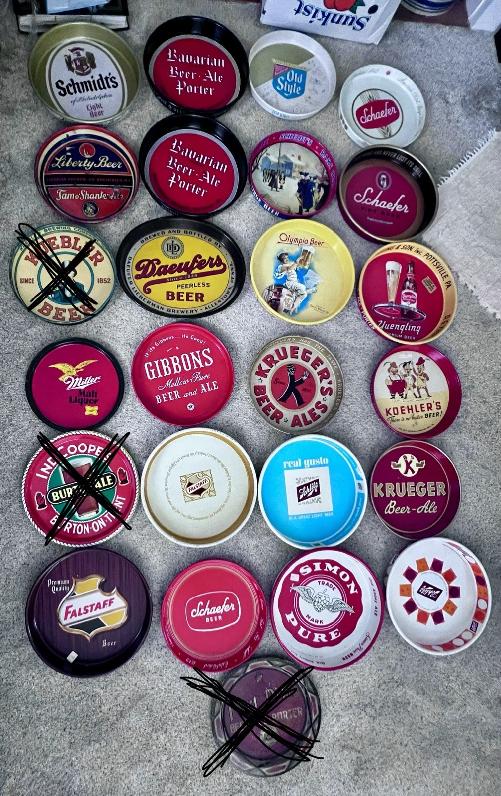 Vintage Beer Advertising Mixed Lot Tray - Pabst, Utica Club, Ruppert, Schaefer