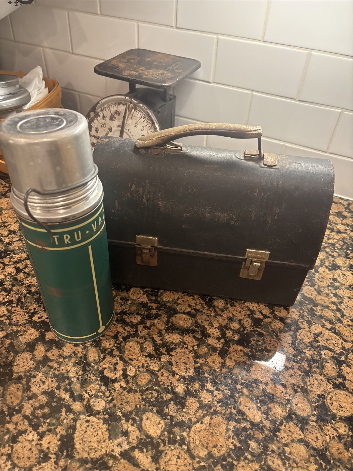 Vintage Green TRU VAC No. 9205  8” Metal Thermos Cup Lid And Lunchbox