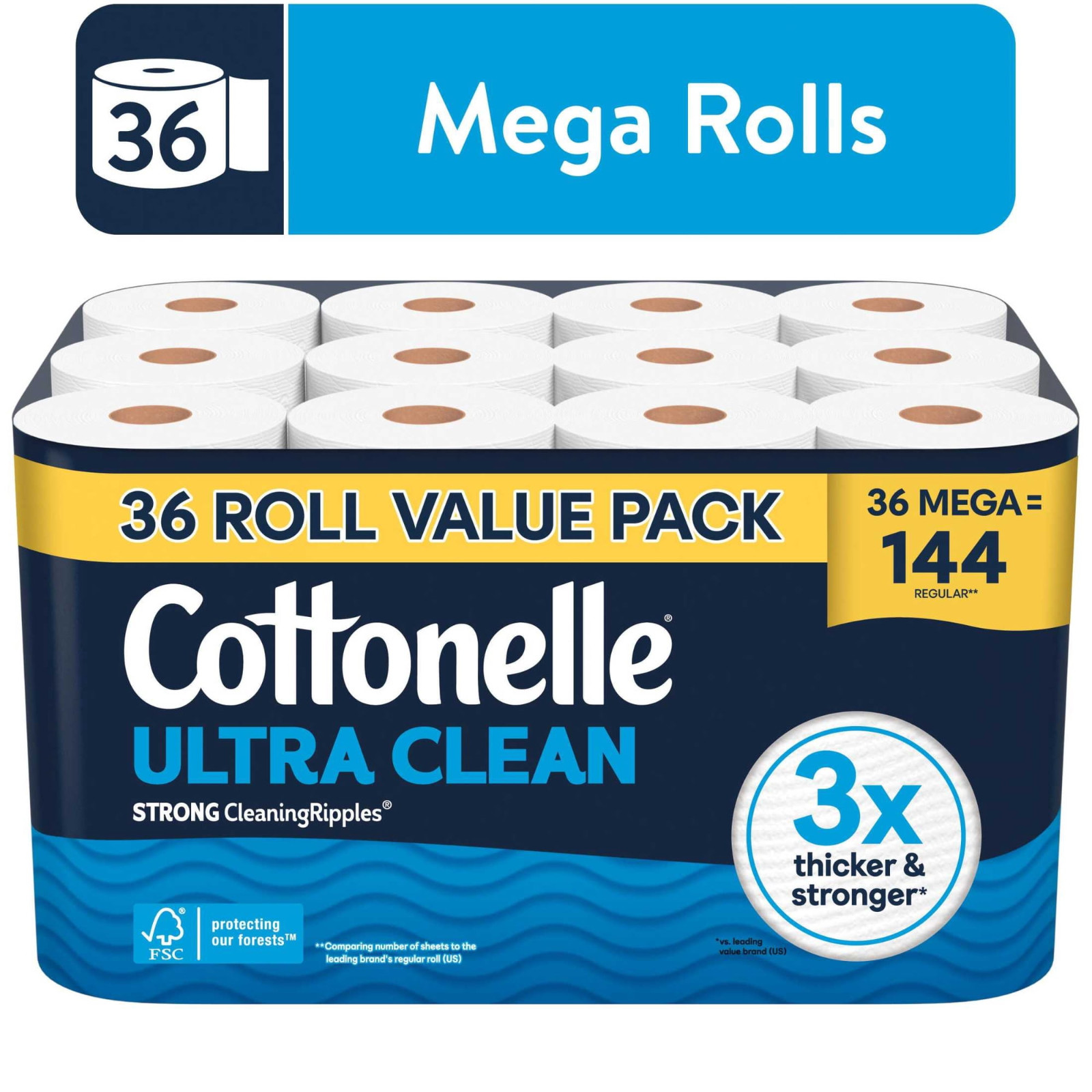 BIG SALE Cottonelle Ultra Clean Toilet Paper Strong Toilet Tissue 36 Mega Rolls