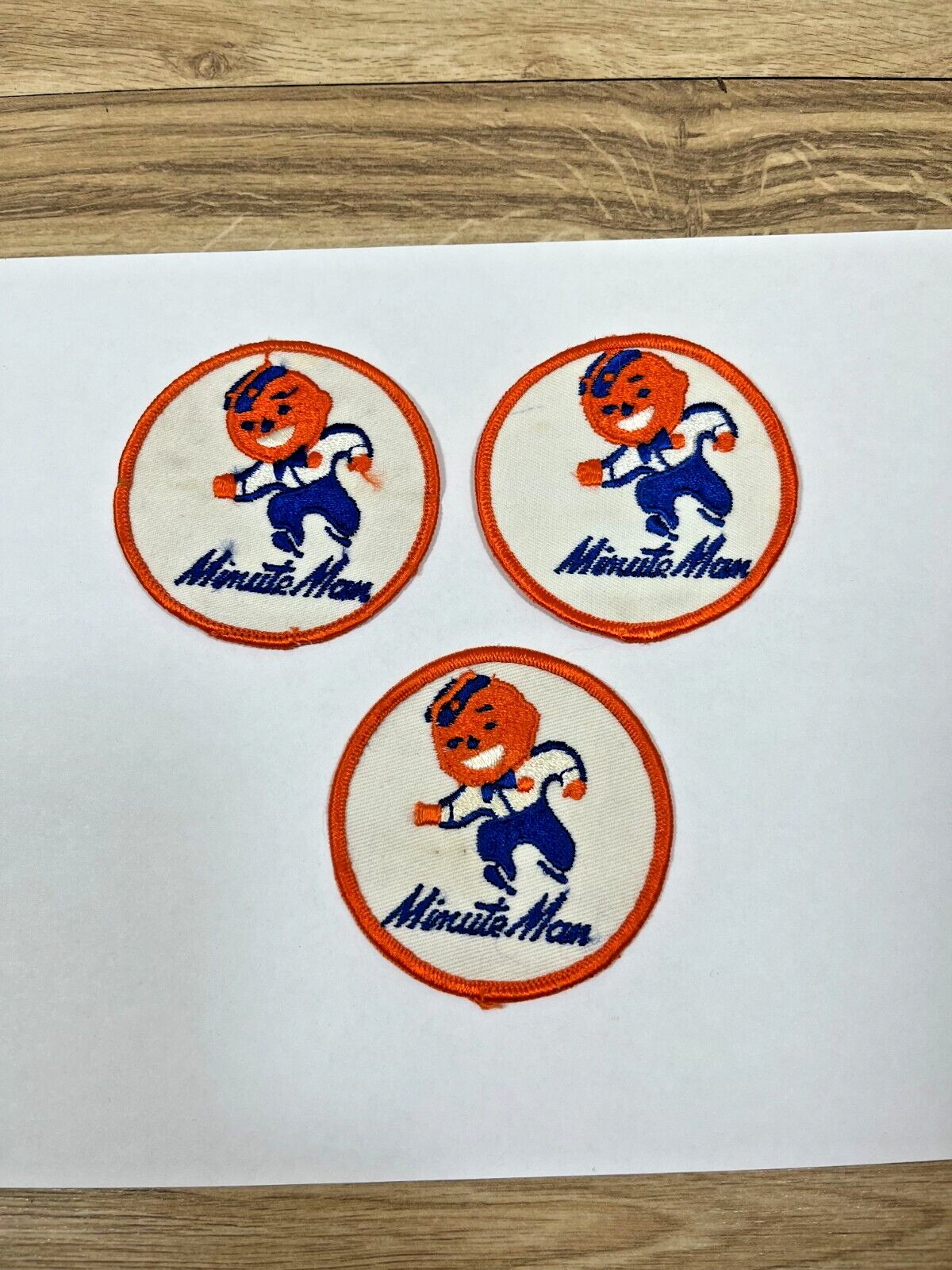 3-Vintage Excellent Retro UNION 76 GAS STATION MINUTE MAN Advertising Patches 3