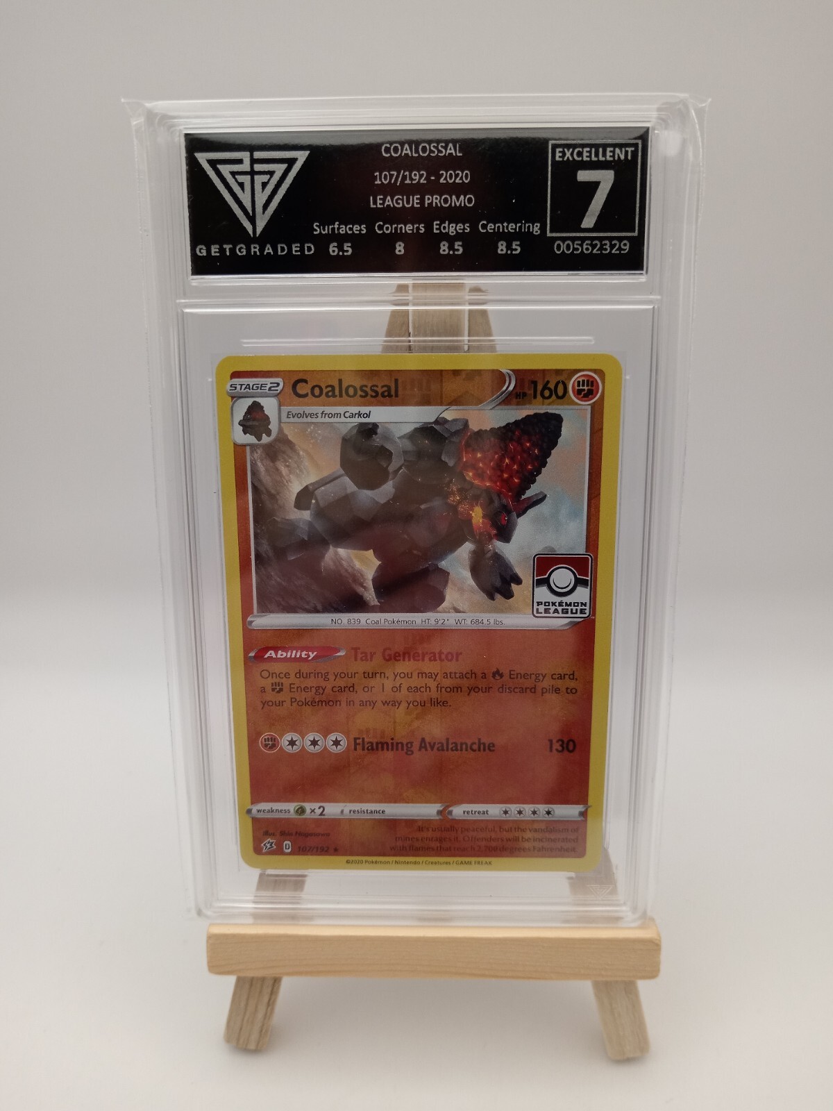 Pokemon Card Coalossal 107/192 Rebel Clash League Promo Get Graded 7 Excellent 