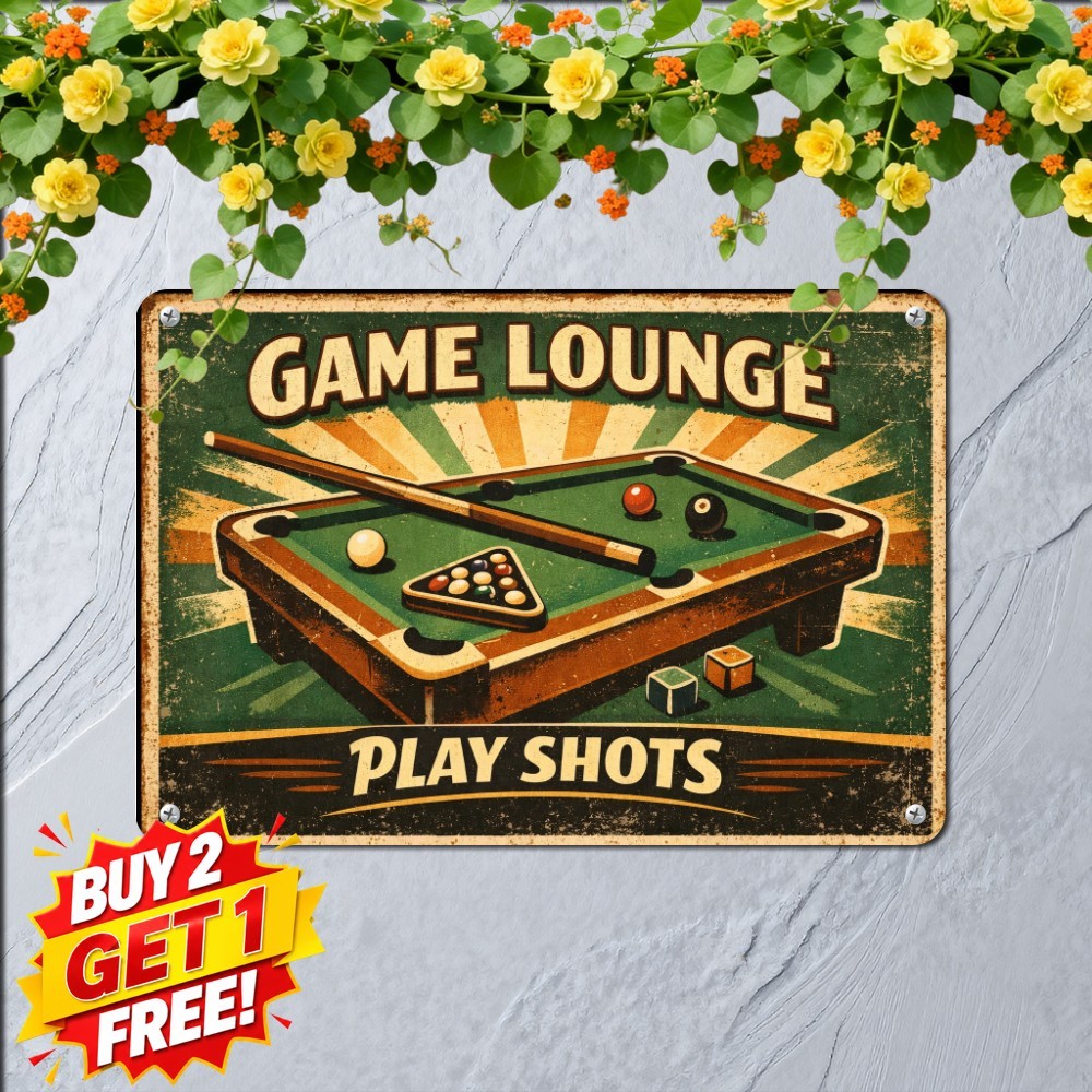 Billiards Pool Room Table Rules Game Room Wall Decor Metal Tin Sign 8x12 In