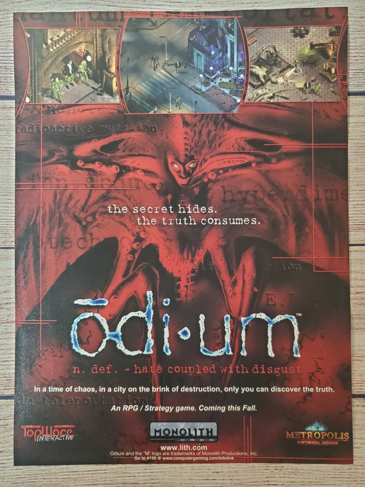 Odium Gorky 17 PC Game 1999 Vintage Full Page Promo Ad Art Print Poster Retro