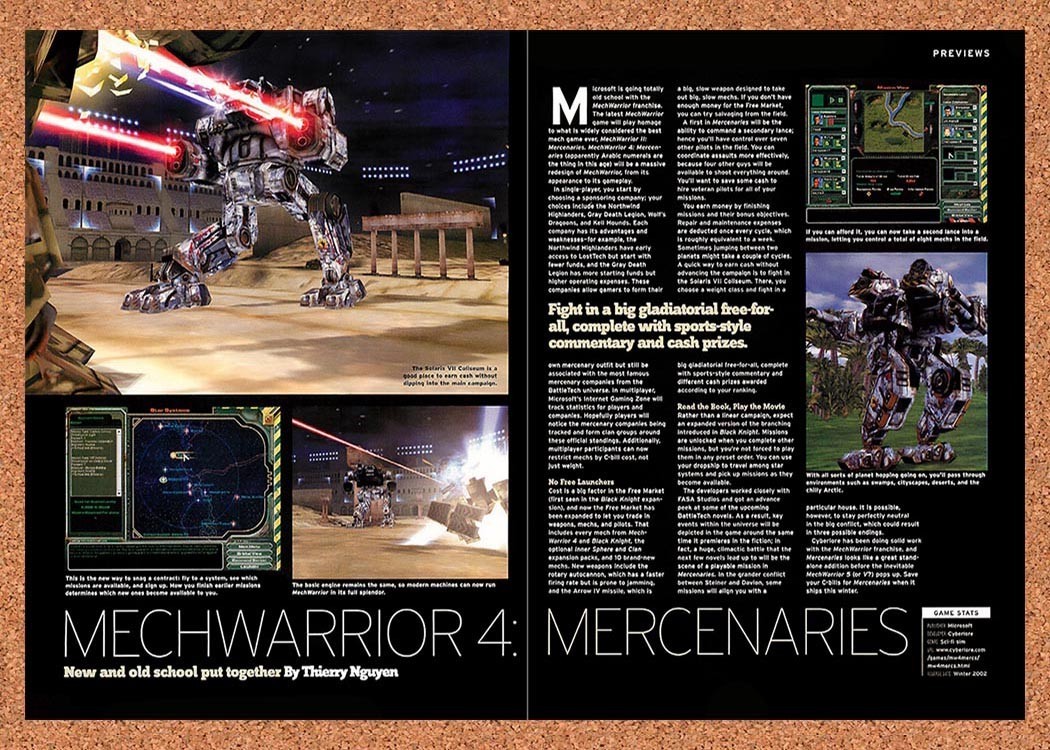 2002 MechWarrior 4 Mercenaries PC Original Advertisement / Retro Promo vr1