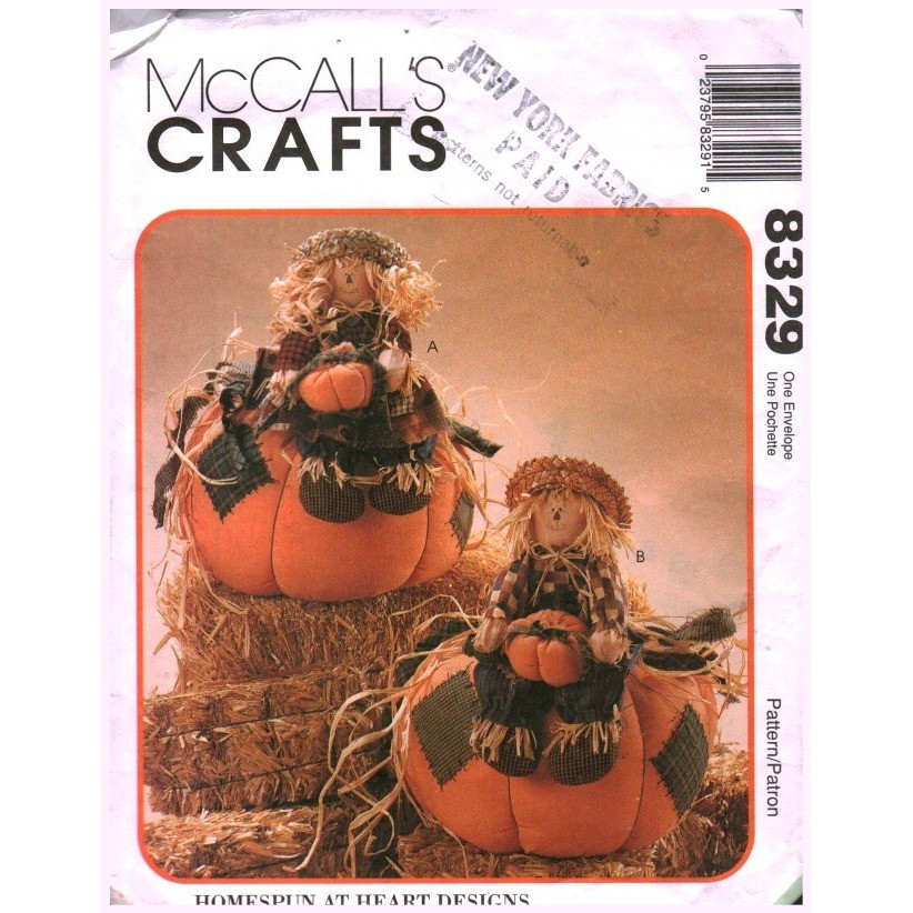 McCall\'s 8329 Crafts Pattern Homespun Harvest Pumpkin Scarecrow Fall Decor 1996