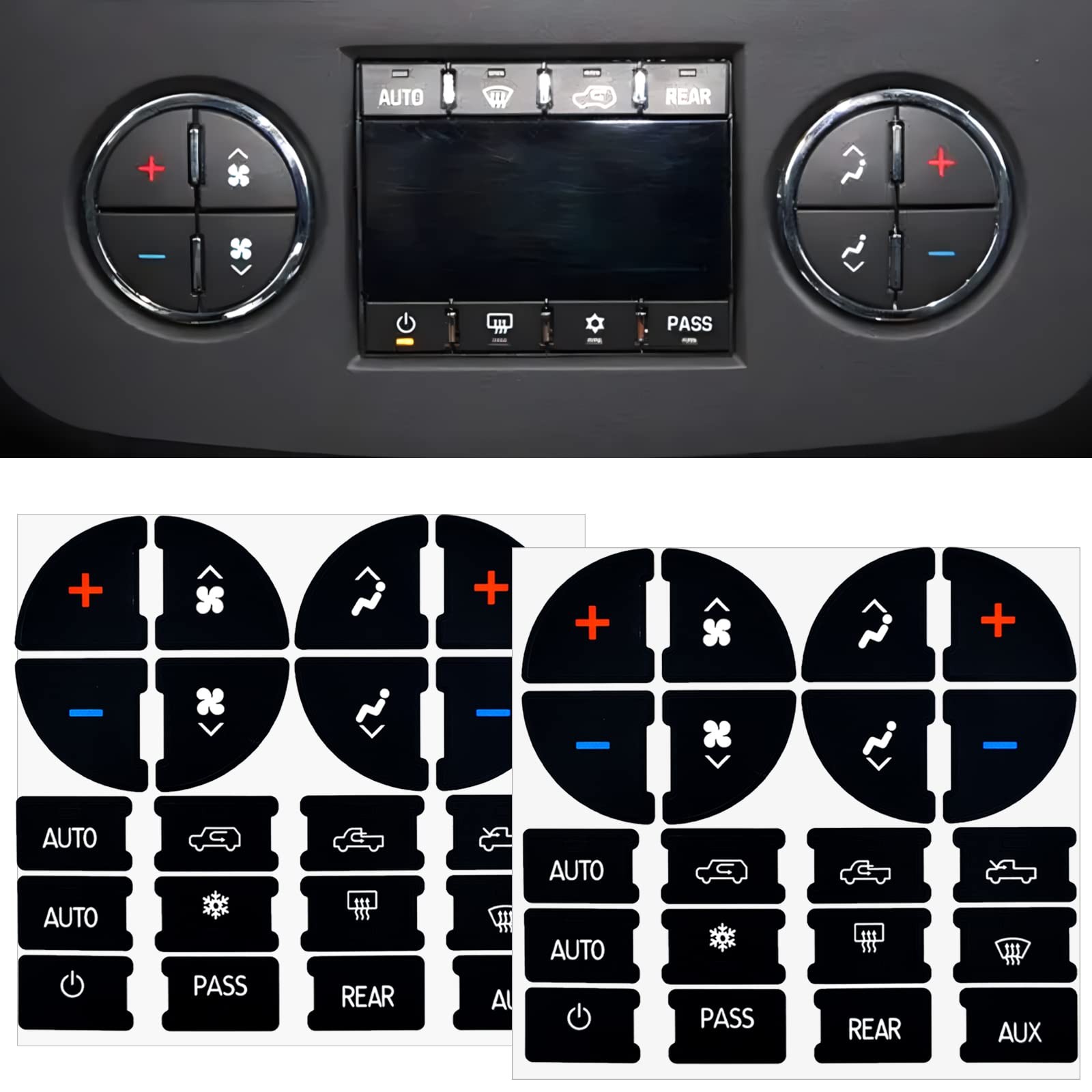 2pcs A/C Dash Button Repair Decal 07-14 Chevy GM 