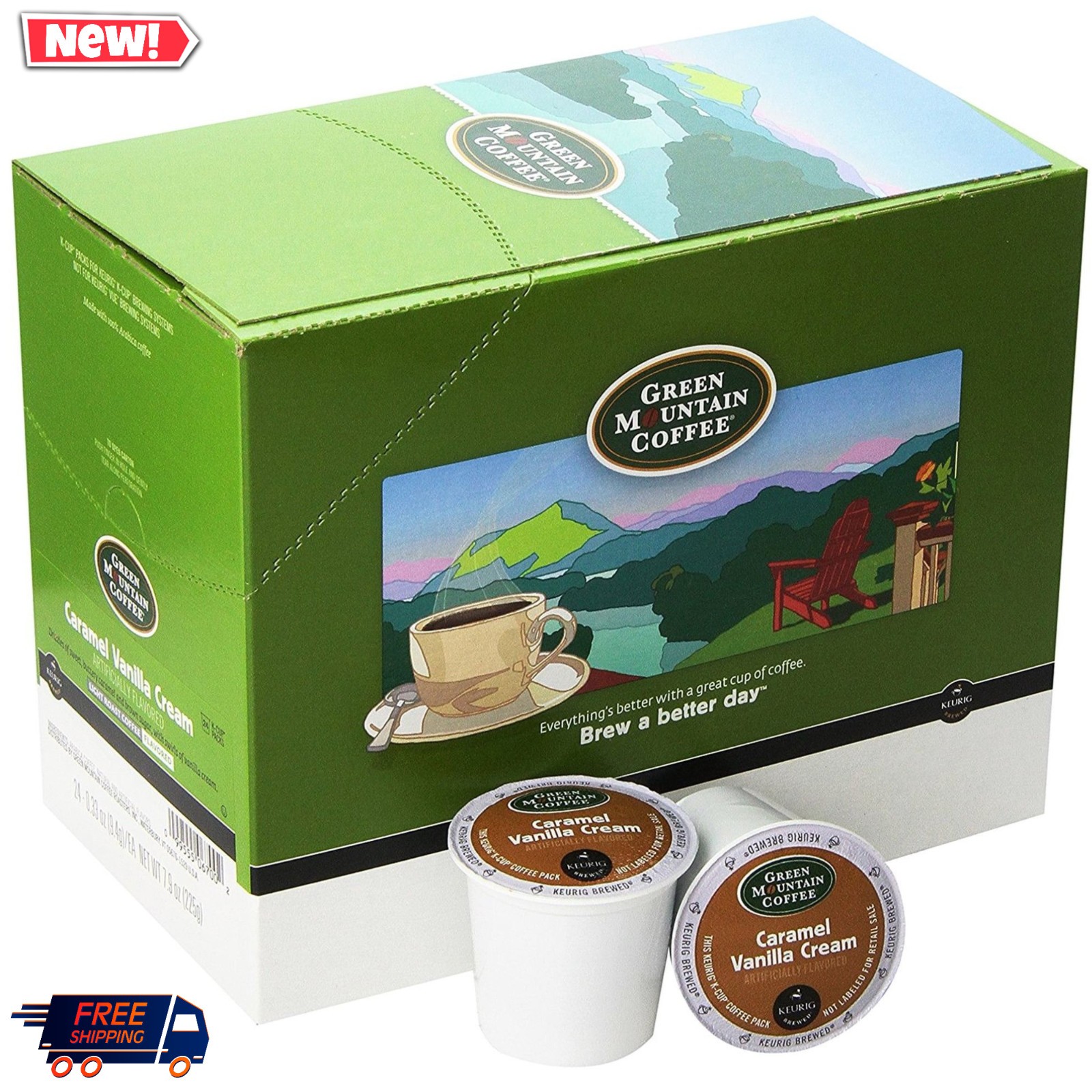 (4 Pack) Green Mountain Caramel Vanilla Cream K-Cup Pods 24 Ct 