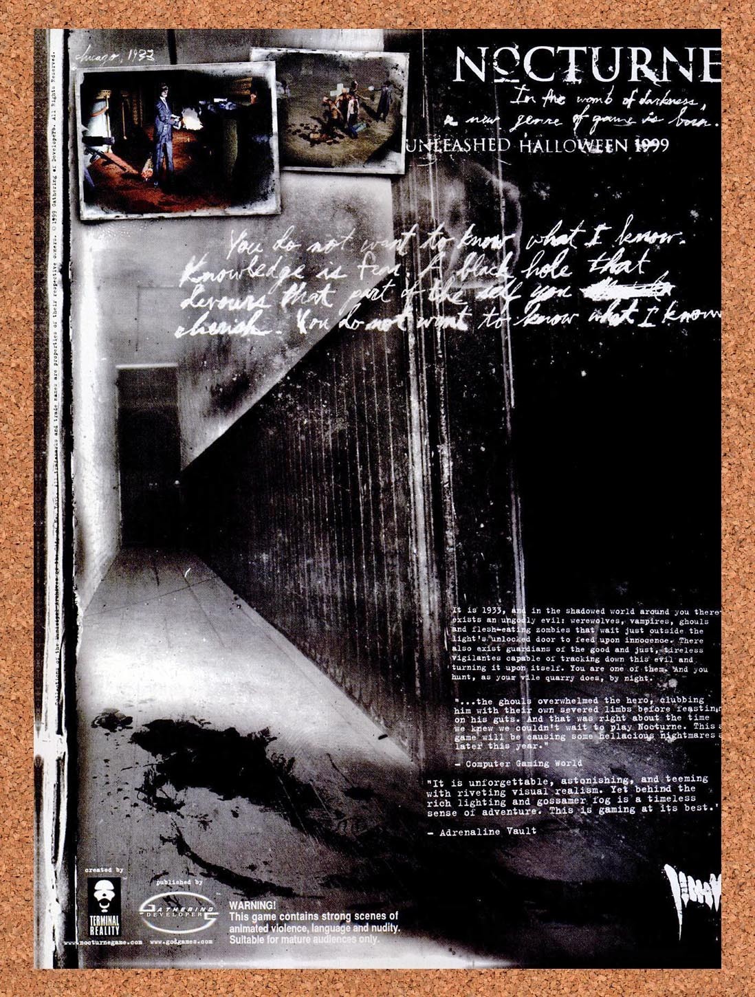 1999 Nocturne PC Original Advertisement / Retro Promo v1