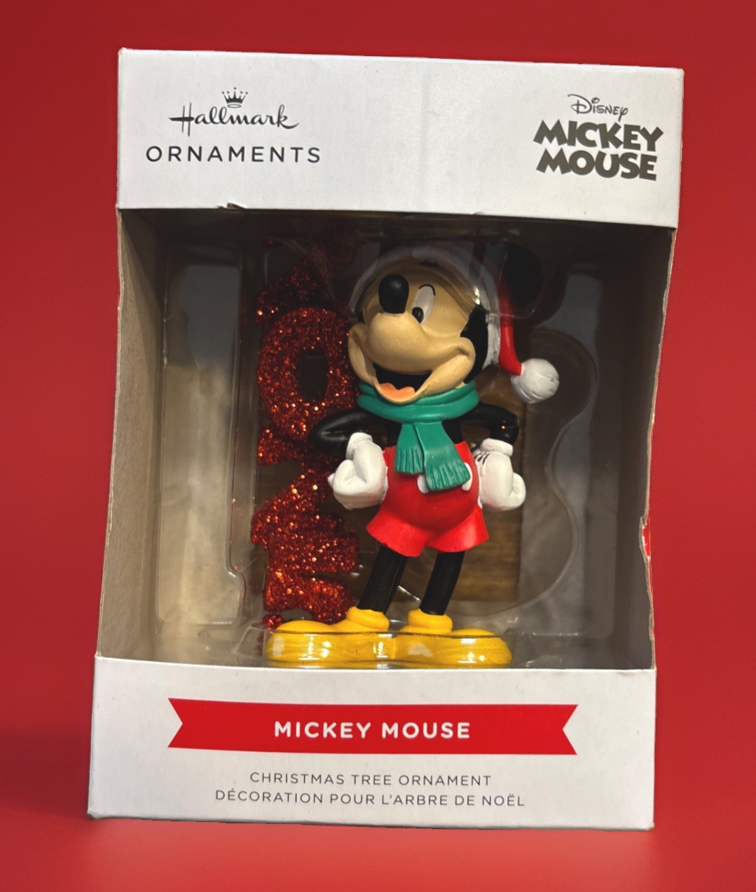 Hallmark Keepsake Red Glitter Ornament Disney Mickey Mouse 2025 Christmas NEW