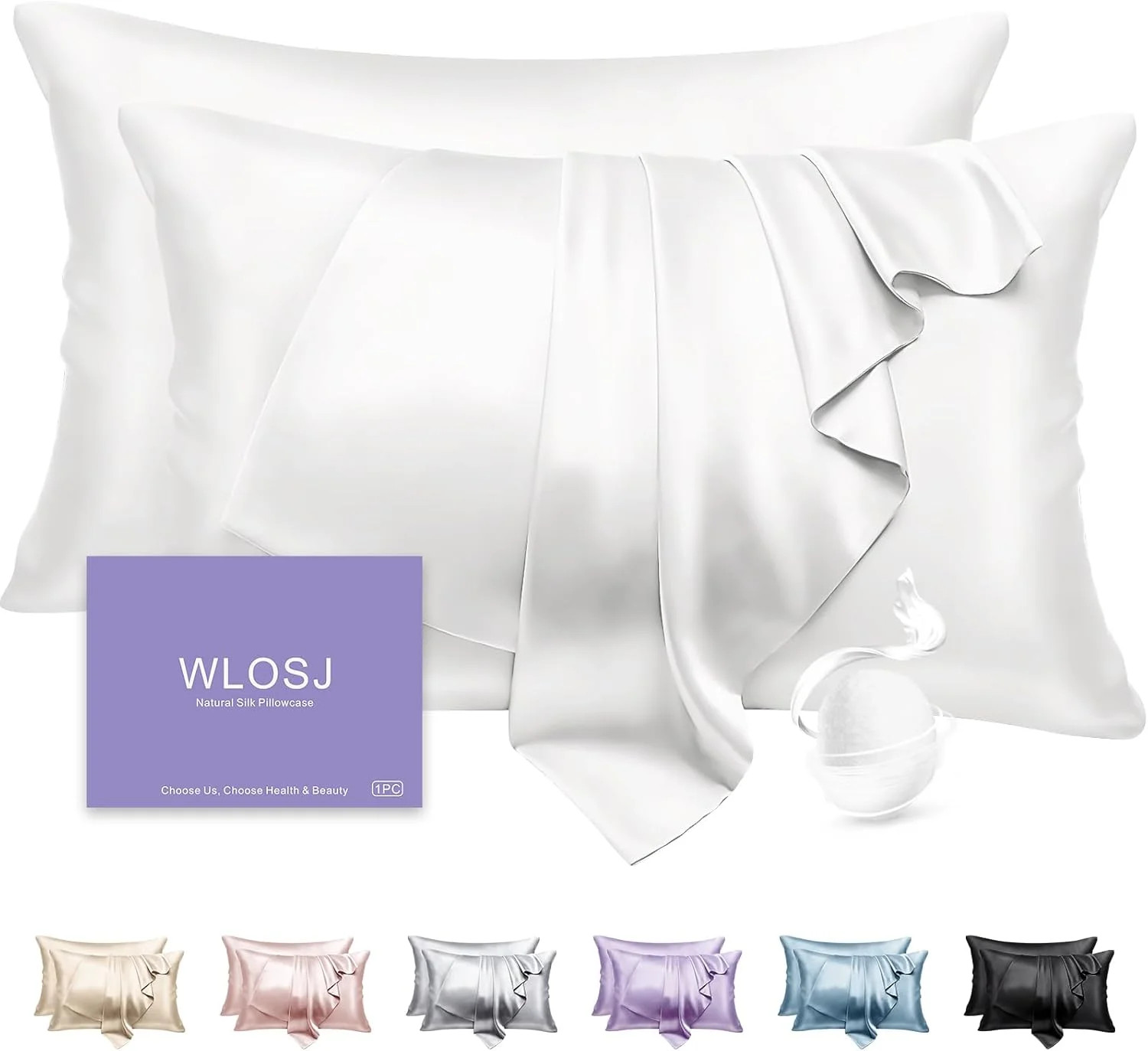 100% Silk Pillow Cases 2 Pack Standard Size Mulberry Silk Pillowcase Set of 2...