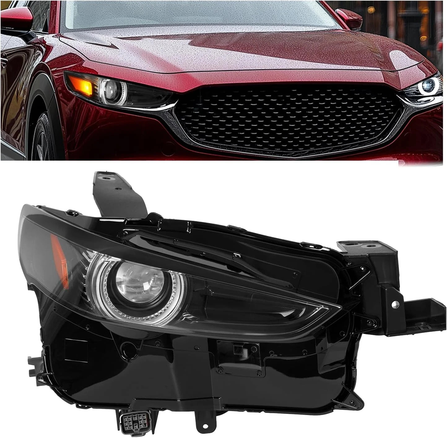 Front Right LED Headlight Compatible with 2020-2023 Mazda CX-30 W/O AFS Replacem