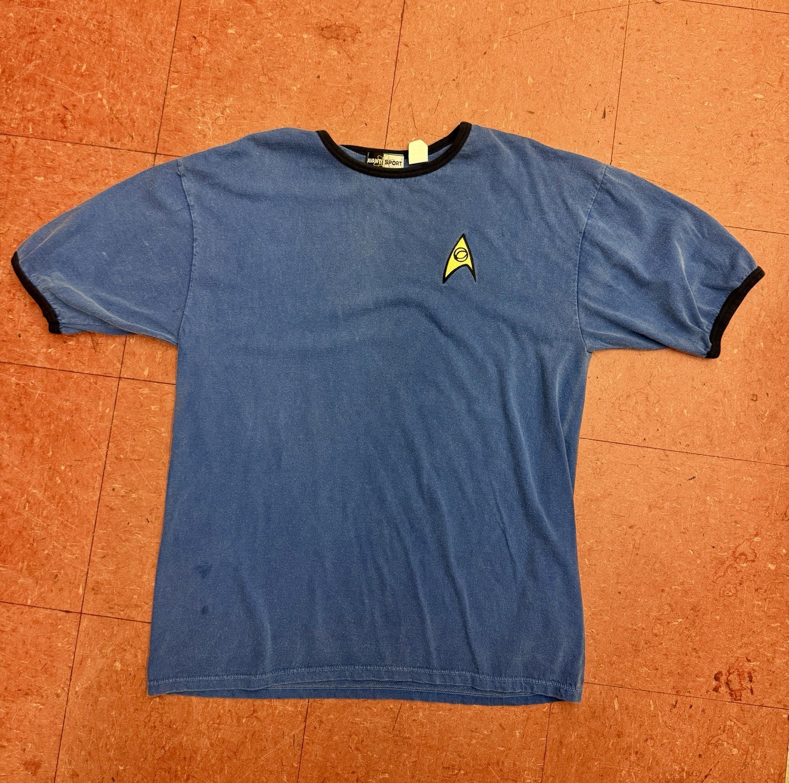 Vintage 1998 Star Trek TOS Science Uniform Ringer Shirt Trevco Avanti L