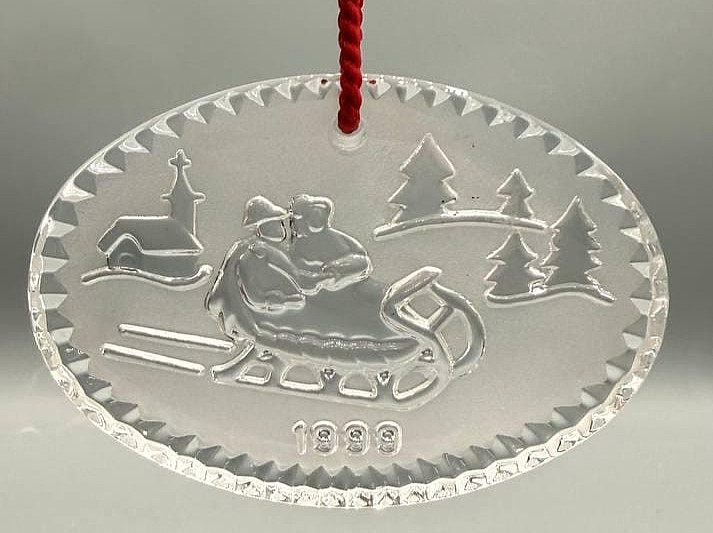 Waterford Crystal 1999 Sleighride Christmas Ornament Joys of Winter 2nd Ed Box