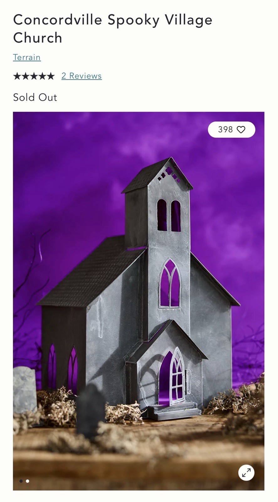 New Anthropologie Concordville Spooky Village Church Halloween Terrain Metal