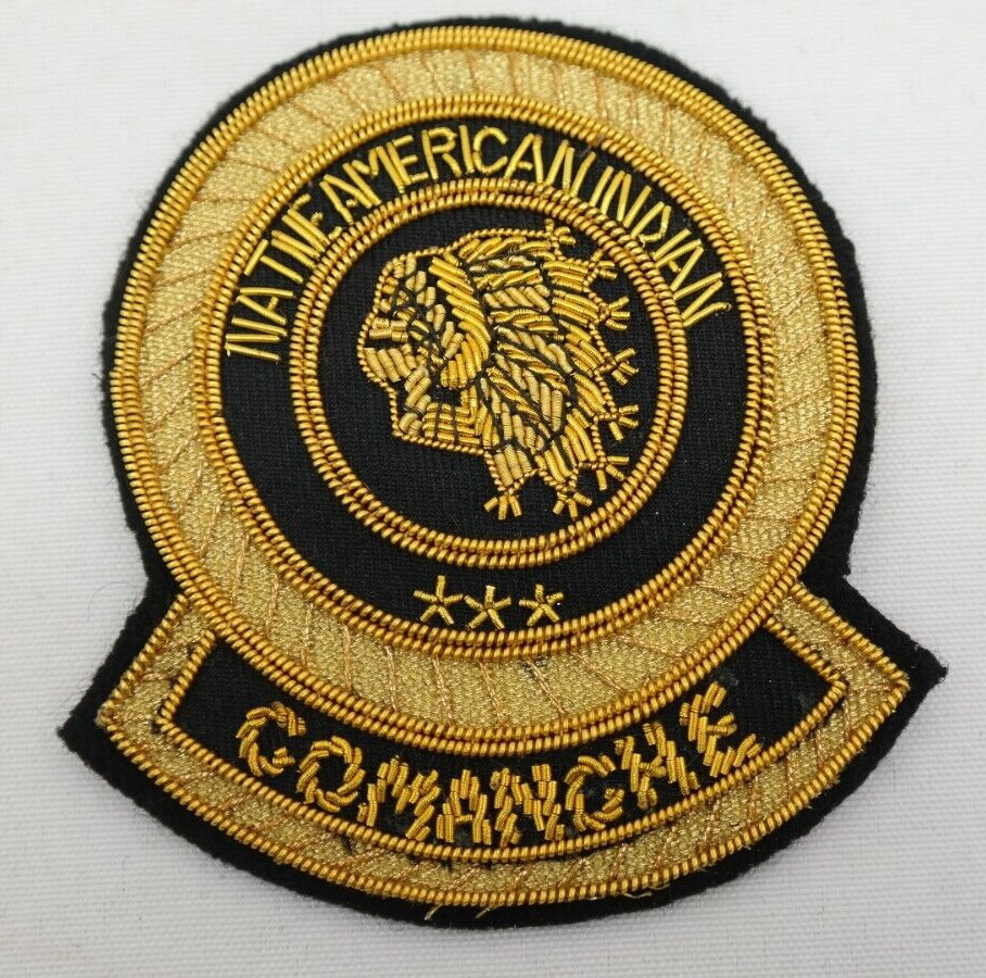 Native American Indian Comanche Bullion Patch Black & Gold    AL