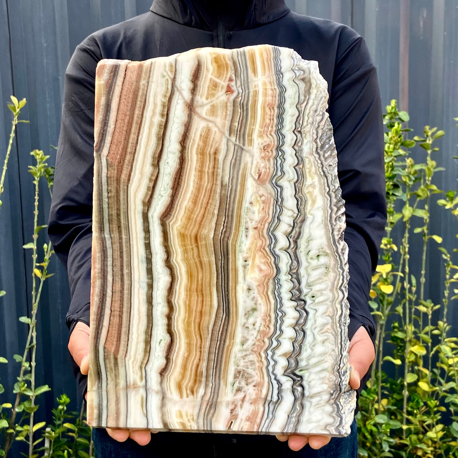 5.8LB Large Natural banding zebra calcite polished slab crystal reiki healing