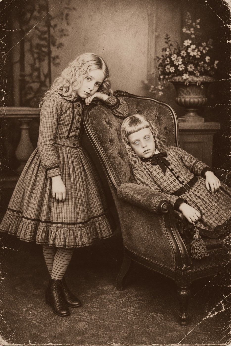 Two Girls Post Mortem Photo Print Child Victorian 4 by 6 Photograph Print 97