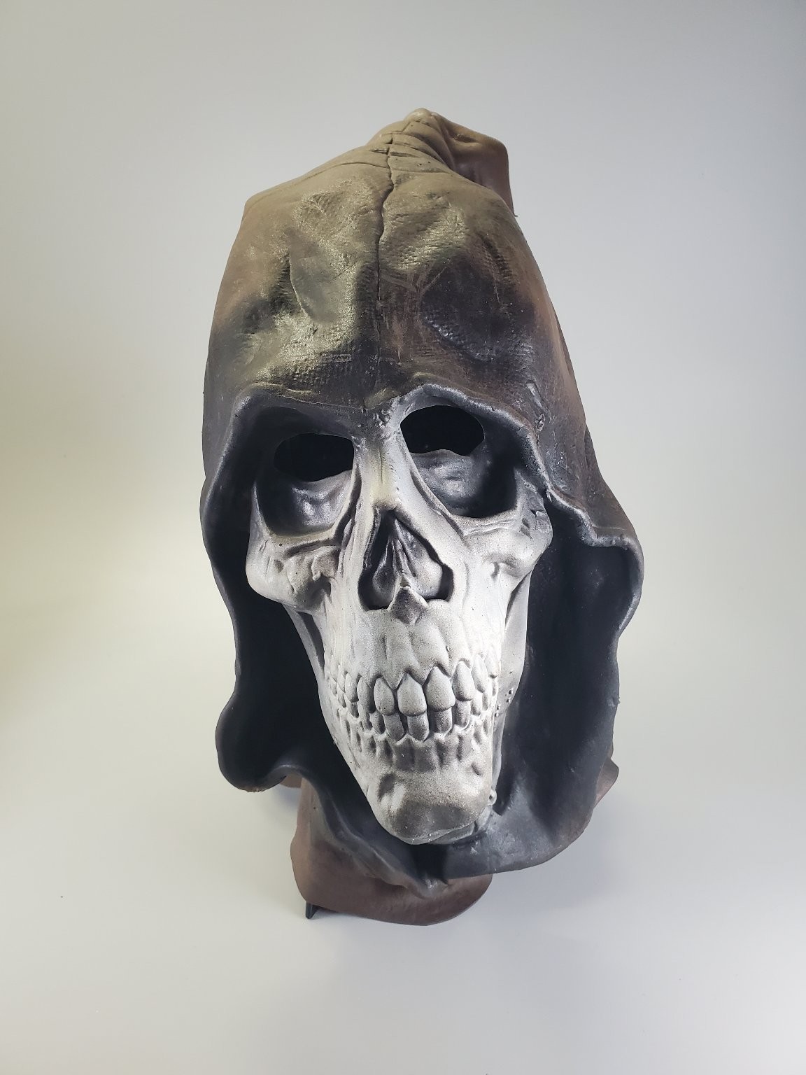 Vintage 1998 Halloween Distortions Unlimited Grim Reaper Skull Hooded Latex Mask