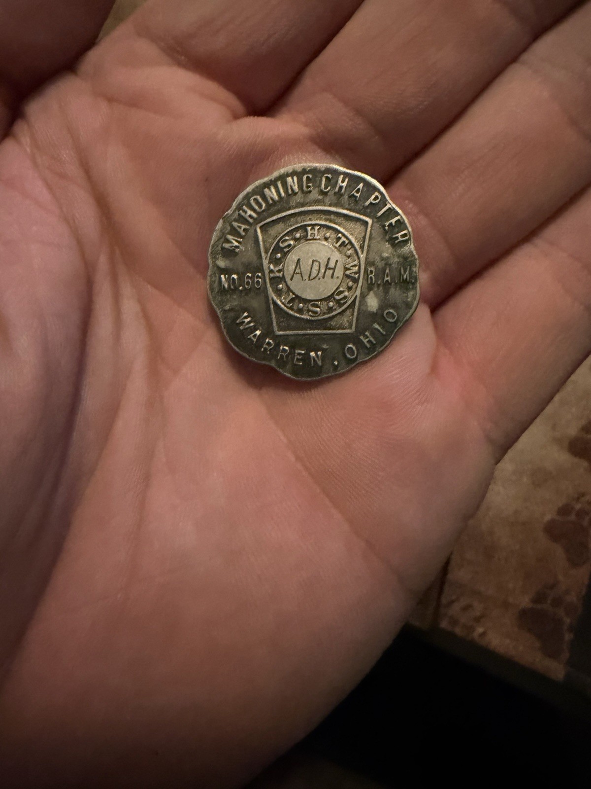 Antique 1930s Masonic Shekel Warren Ohio Chapter No. 66 R.A.M. Feeemason