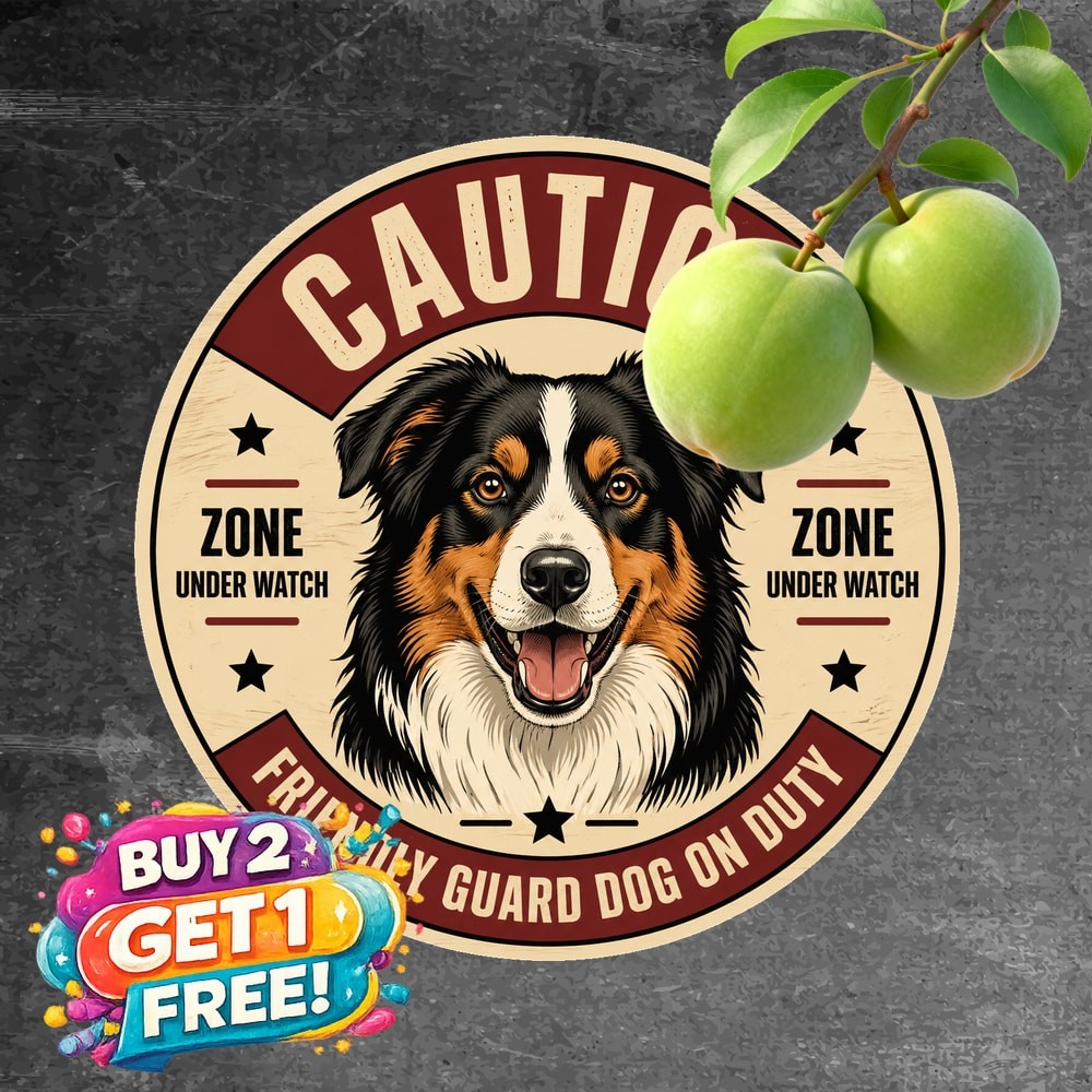 Australian Shepherd Security Sign Round Guard Dog Guard Metal Plaque 8x8