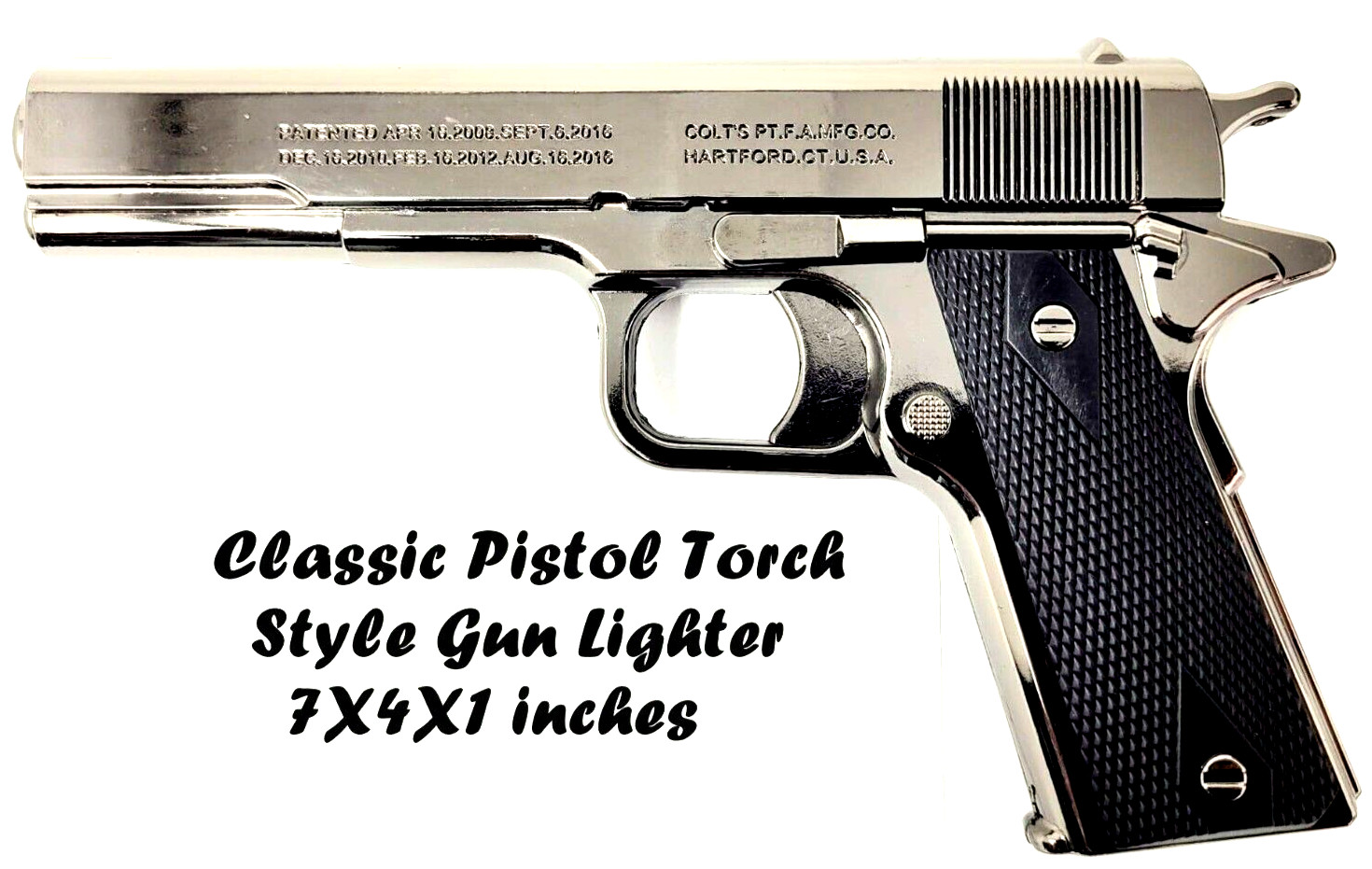 COLT 1911 Style Pistol Shaped Jet Torch Flame Gun Lighter Refillable Butane Gas