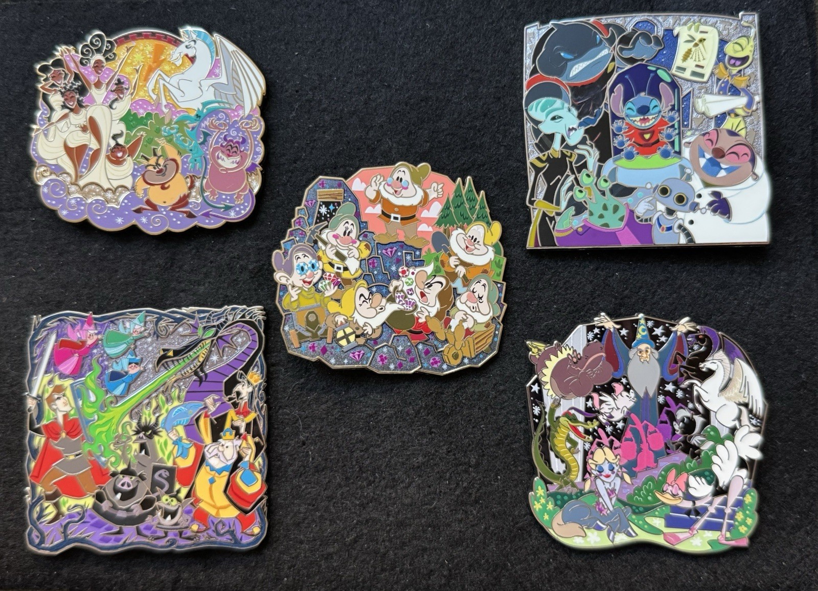 Disney Supporting Cast Cluster Pins Sleeping Beauty Fantasia Snow White Stitch