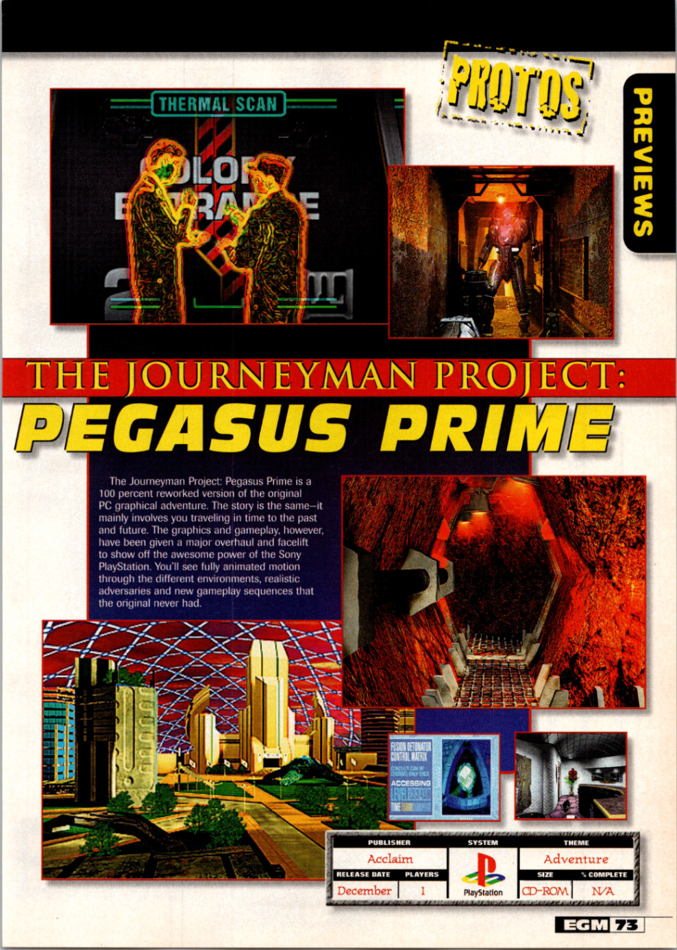 Acclaim Journeyman Project Pegasus Prime PlayStation Magazine Ad 1995 EGM