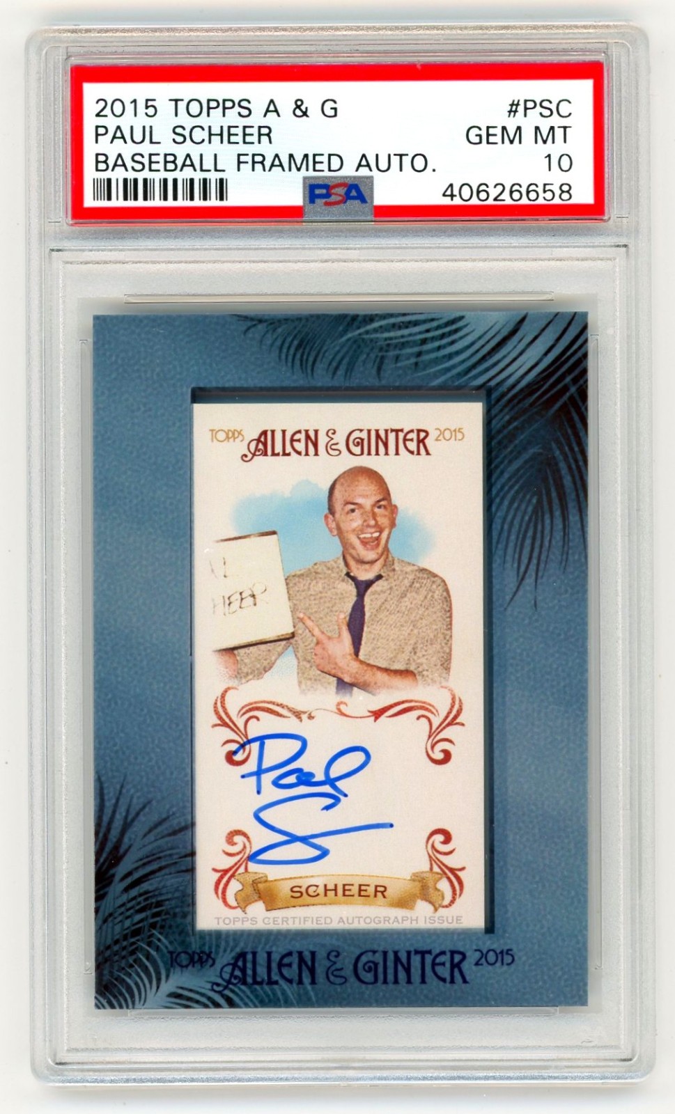 2015 Topps Allen & Ginter Framed Mini Paul Scheer Auto Signature PSA 10 POP 2