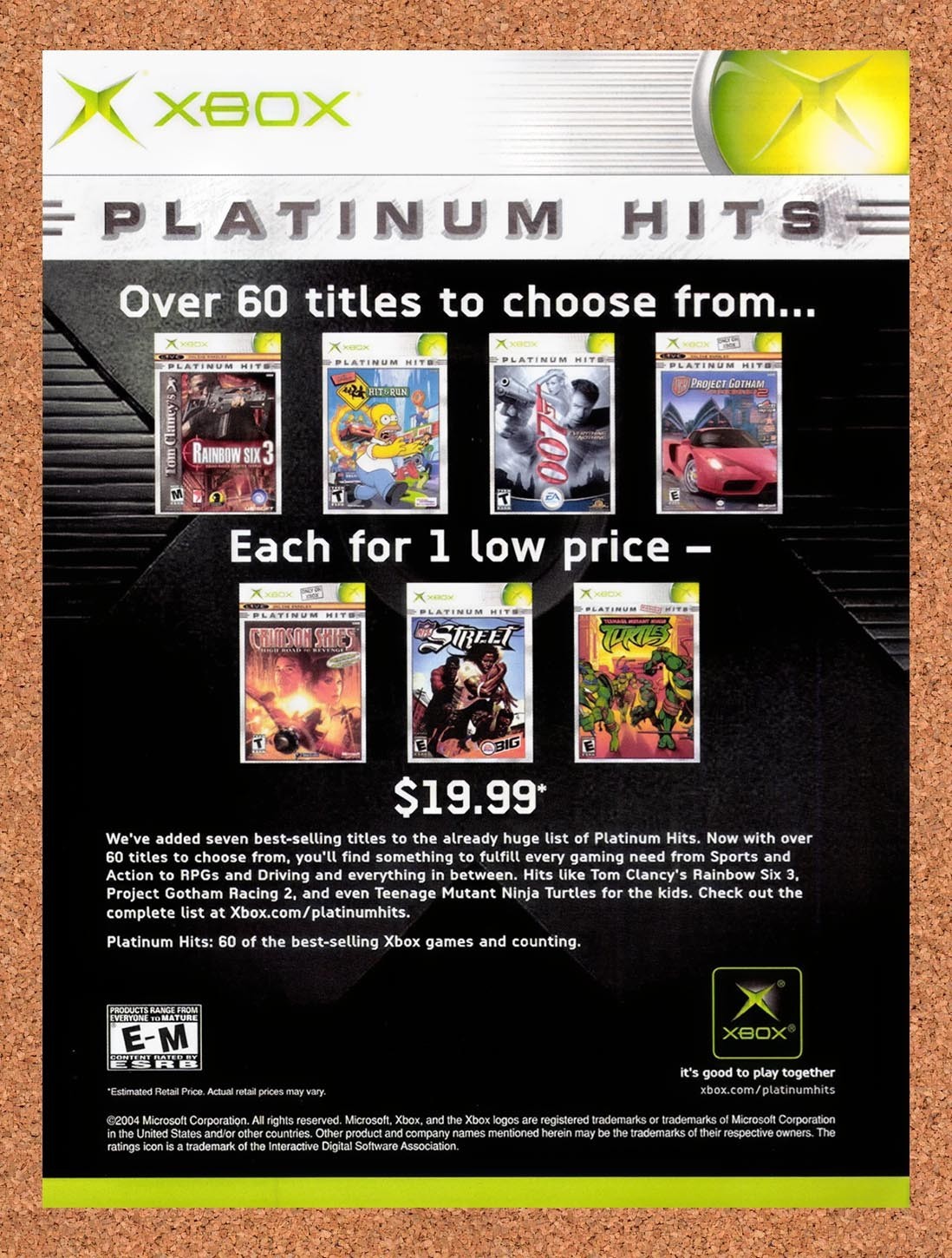 2005 Microsoft Xbox Games Platinum Hits Original Advertisement / Retro Promo v6
