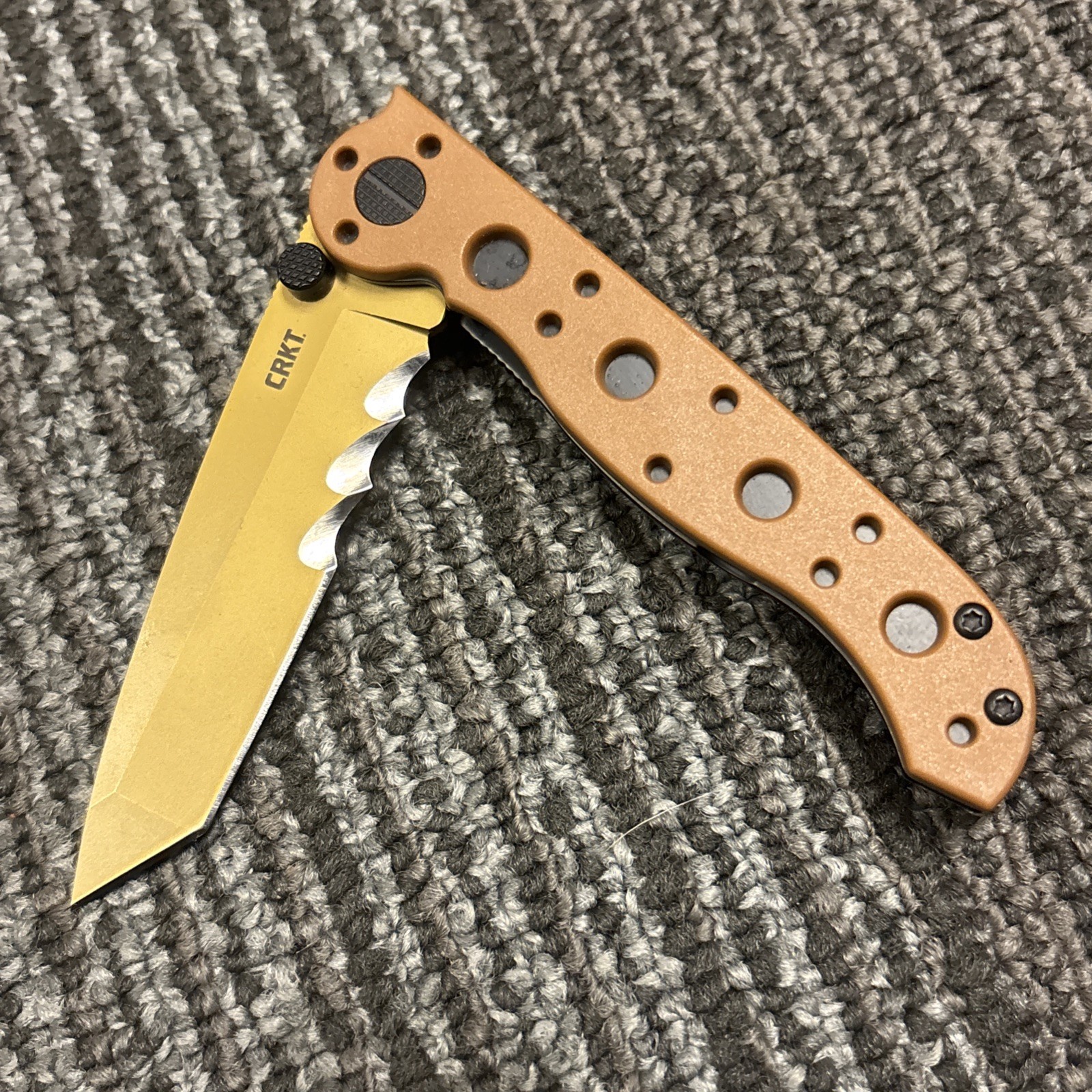 CRKT M16-10DZ Carson Flipper Combo Tanto Desert Tan Handle Folding Knife - Great
