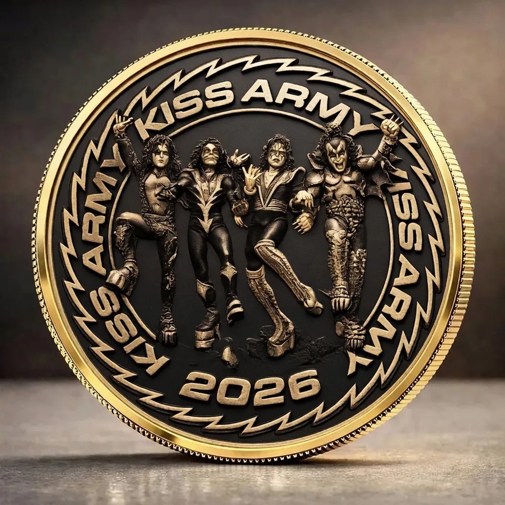 KISS Army 2026 Coin Rock Band Gene Simmons Paul Stanley Gold Challenge Coin