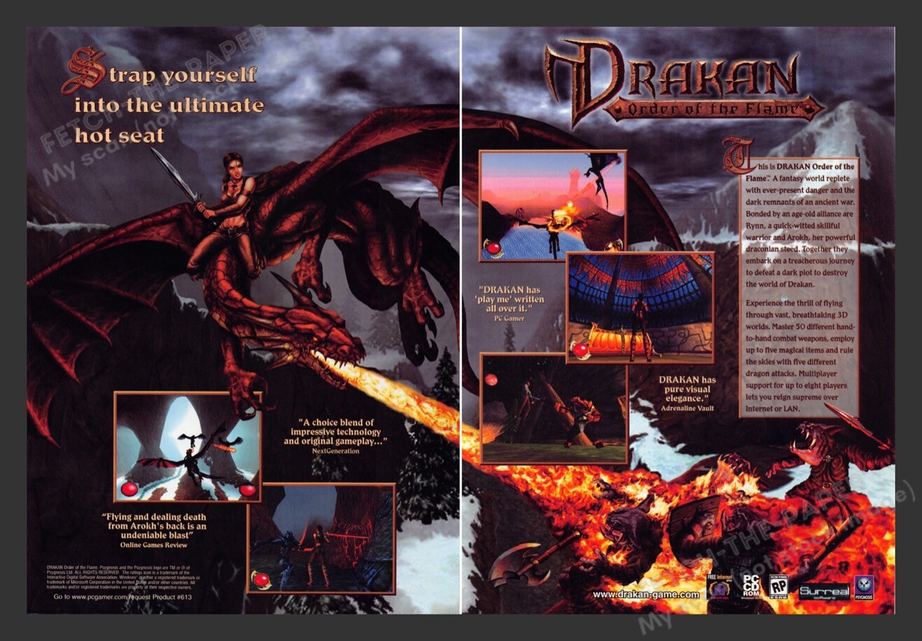 Drakan: Order of the Flame 1990s Video Game Print Advertisement (2 pages) 1999