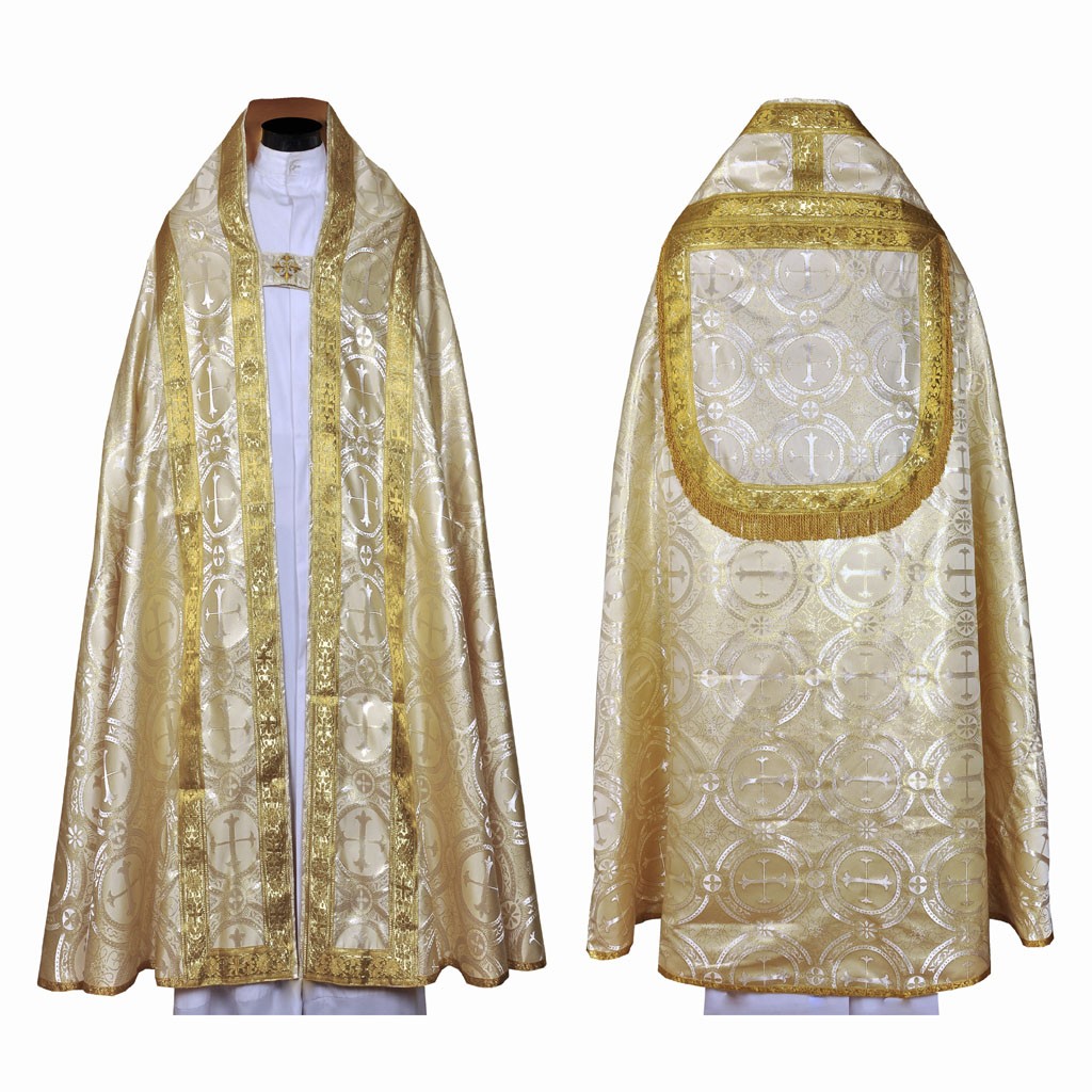 New Metallic Gold Cope & Stole Set, Capa Pluvial, Chape, Far Fronte