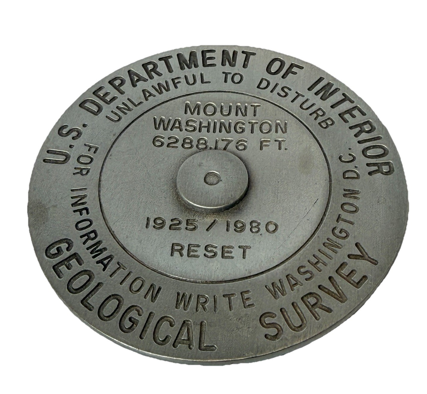 GEOSITU MOUNT WASHINGTON 3.25in pewter USGS BENCH MARK PAPERWEIGHT