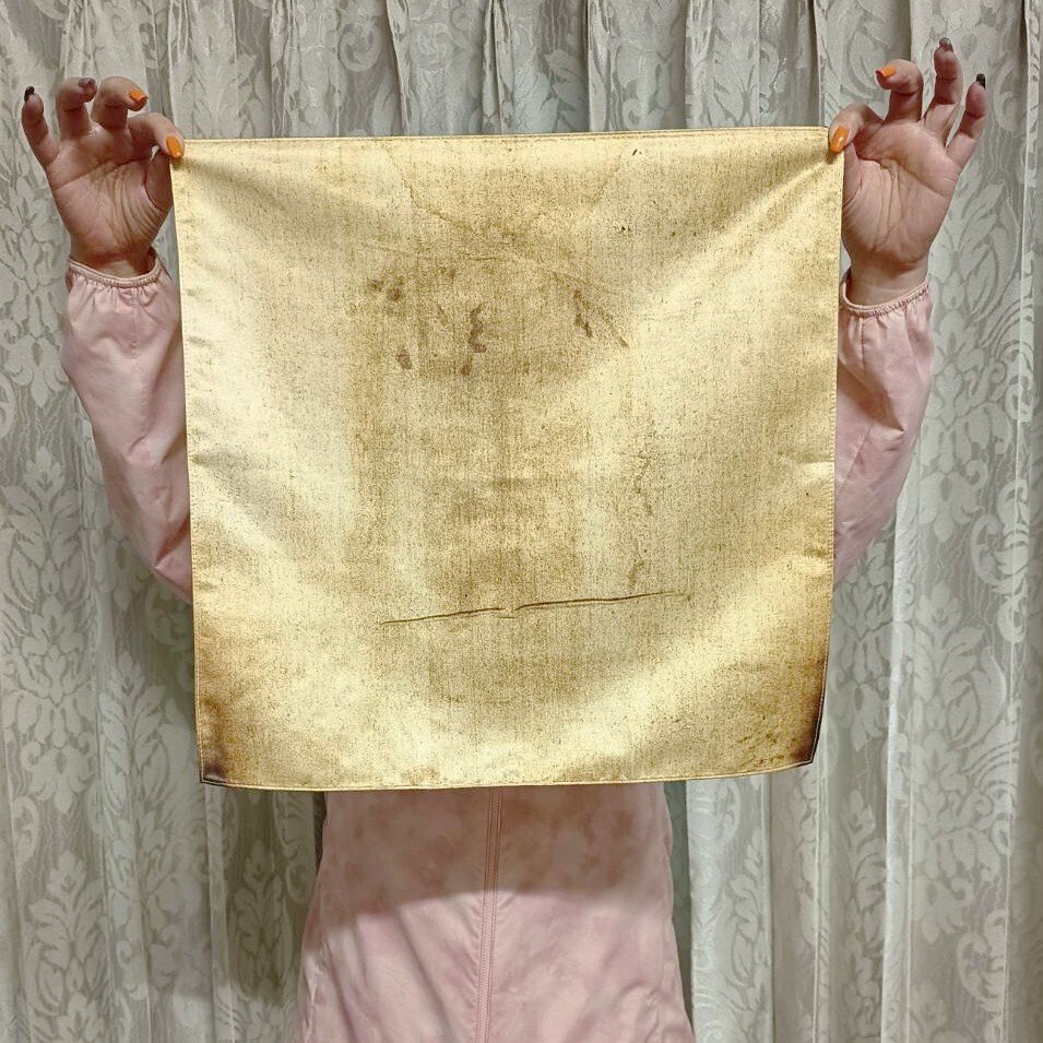 Shroud of Turin Jesus Face Fabric Print Vintage Goodfriday Easter Lent Gift