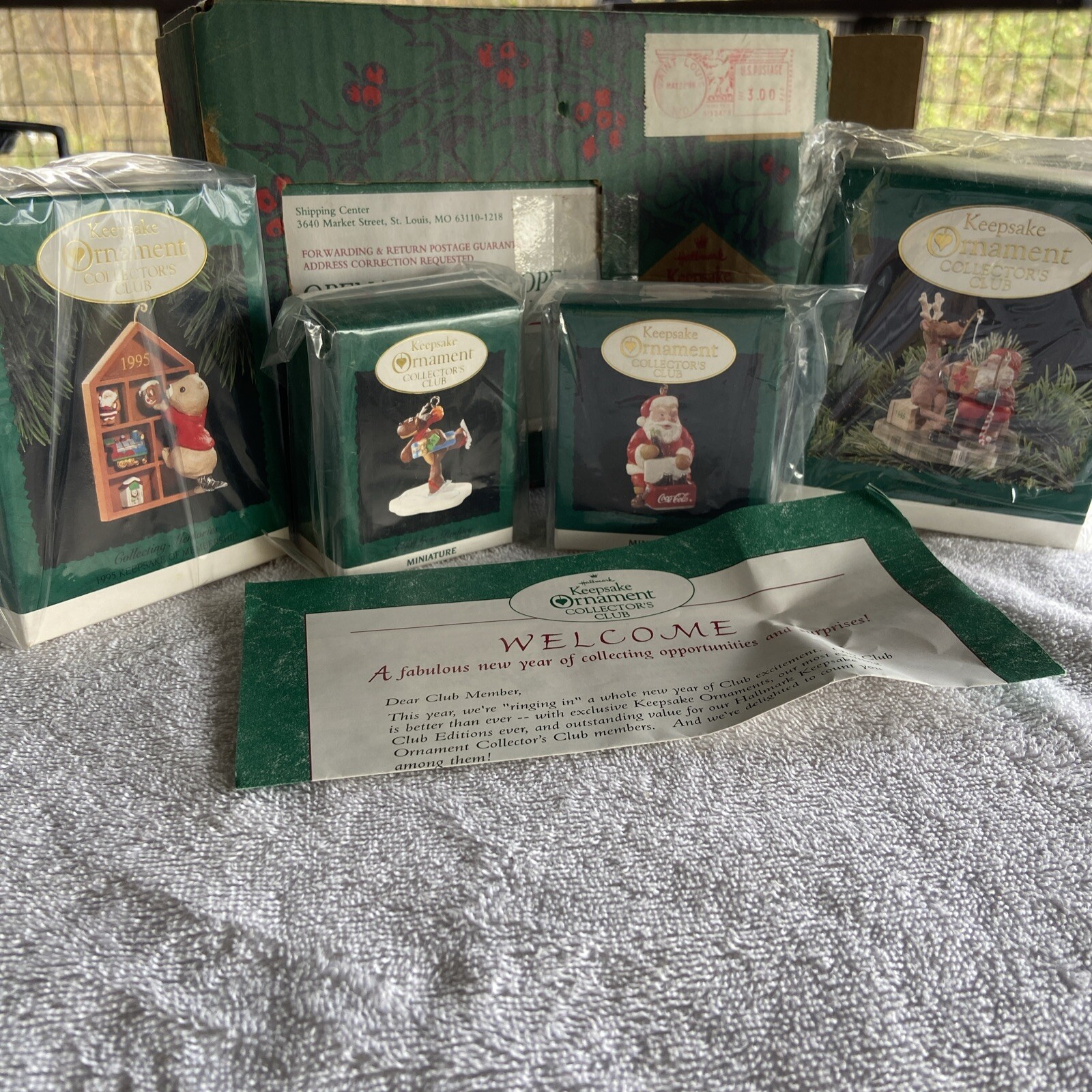 1995 Hallmark Keepsake Collectors Club Holiday Ornaments - Set of 4 NEW