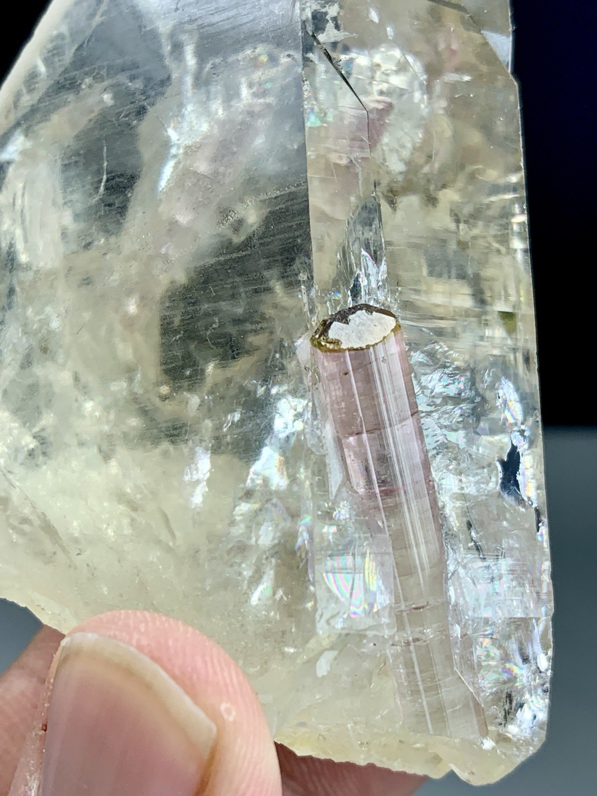 198 Gm Pink Tourmaline Crystal Embedded In Lustrous Quartz Specimen