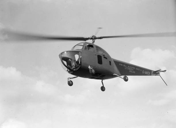 1940s Helicopters - Bell Helicopter in flight ca 1947 Historic Old Photo 1