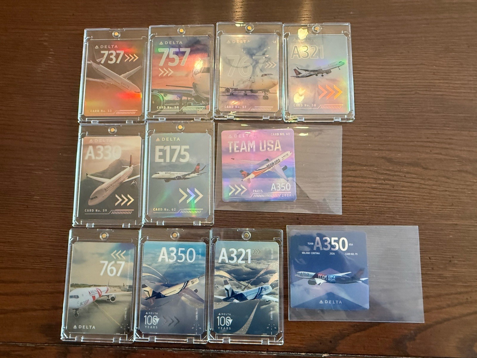 Delta Airline Pilot Trading Cards #53, 54, 57, 58,59, 62, 63, 75, 76, 77, 78.