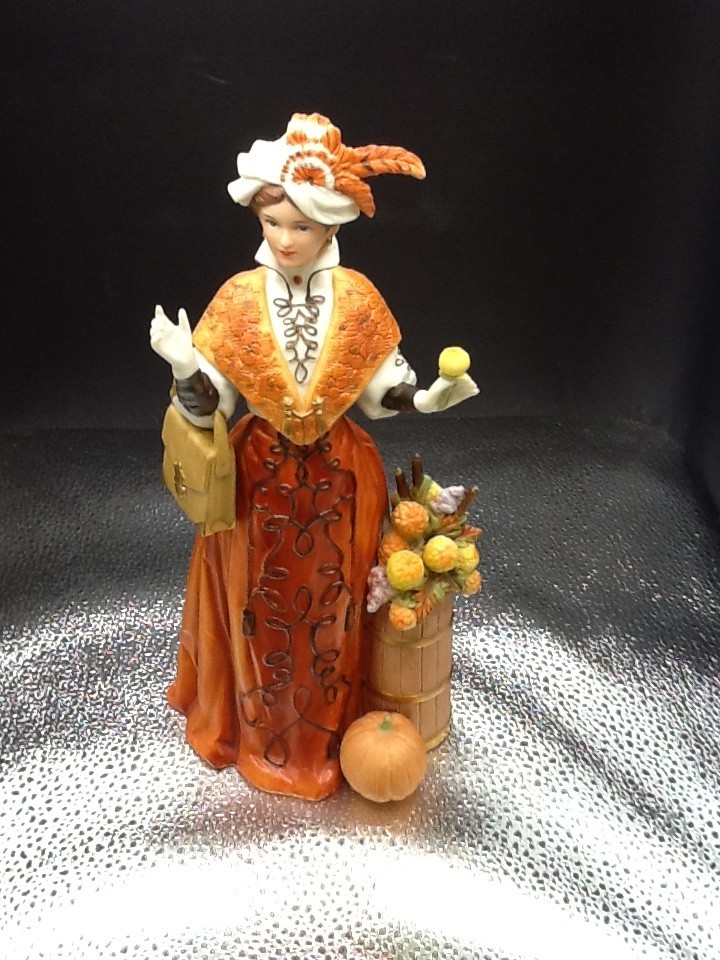 1991 Avon Mrs. Albee President's Club Award Full Size Figurine Fall Orange Dress
