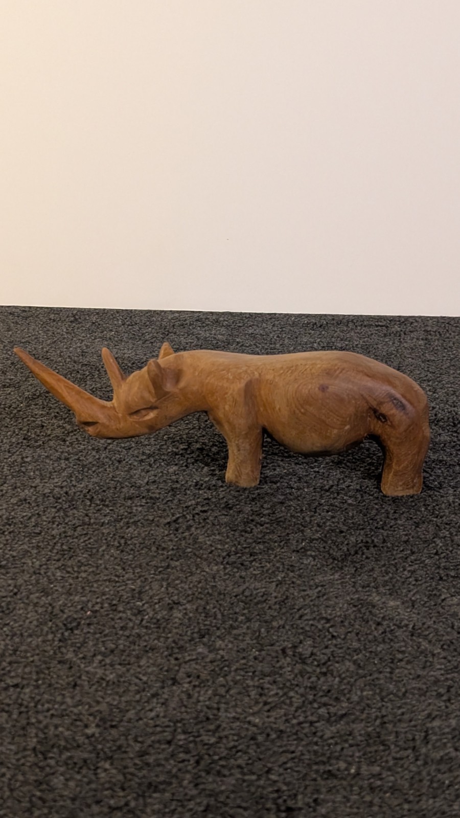 Vintage Wooden Hand Carved Rhino